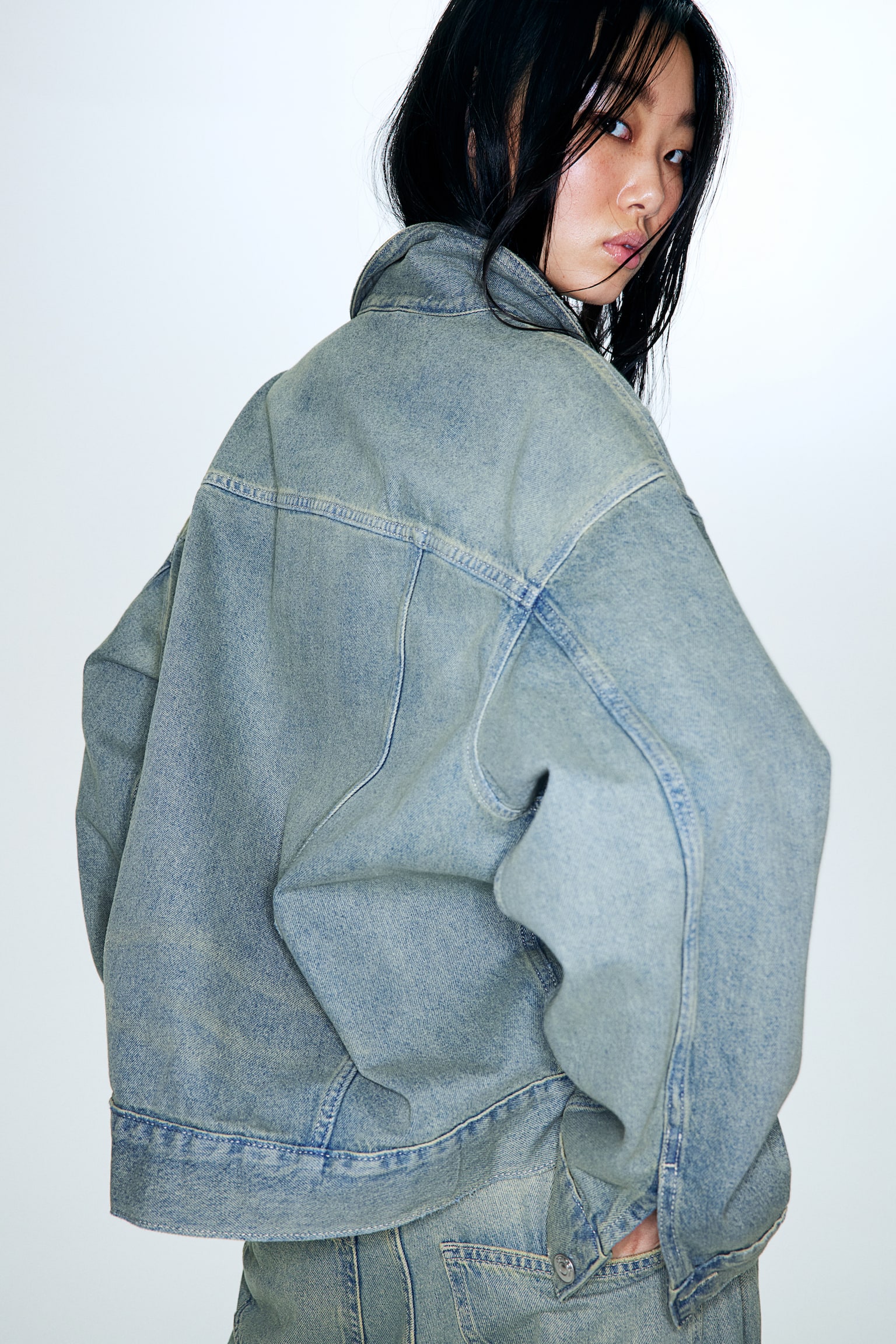 Oversized Denim Jacket - Yellow blue/Dark denim blue - 5