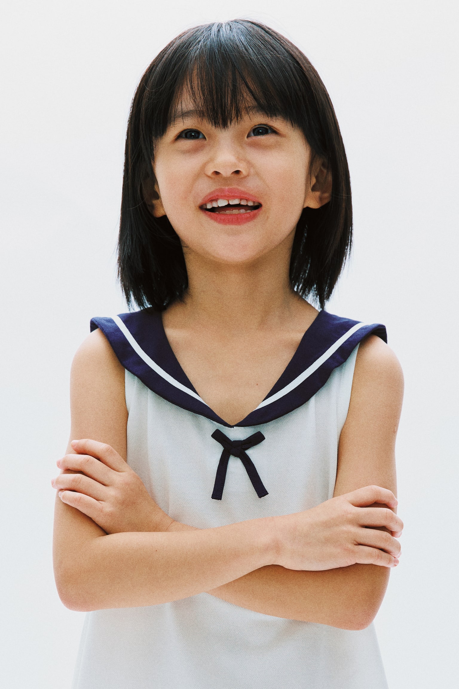 COOLMAX® Dress with Sailor Collar - White/Navy blue - 4