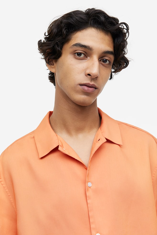 Regular Fit Short-sleeved lyocell shirt - Apricot/Black/Light greige/Khaki green/dc/dc - 3