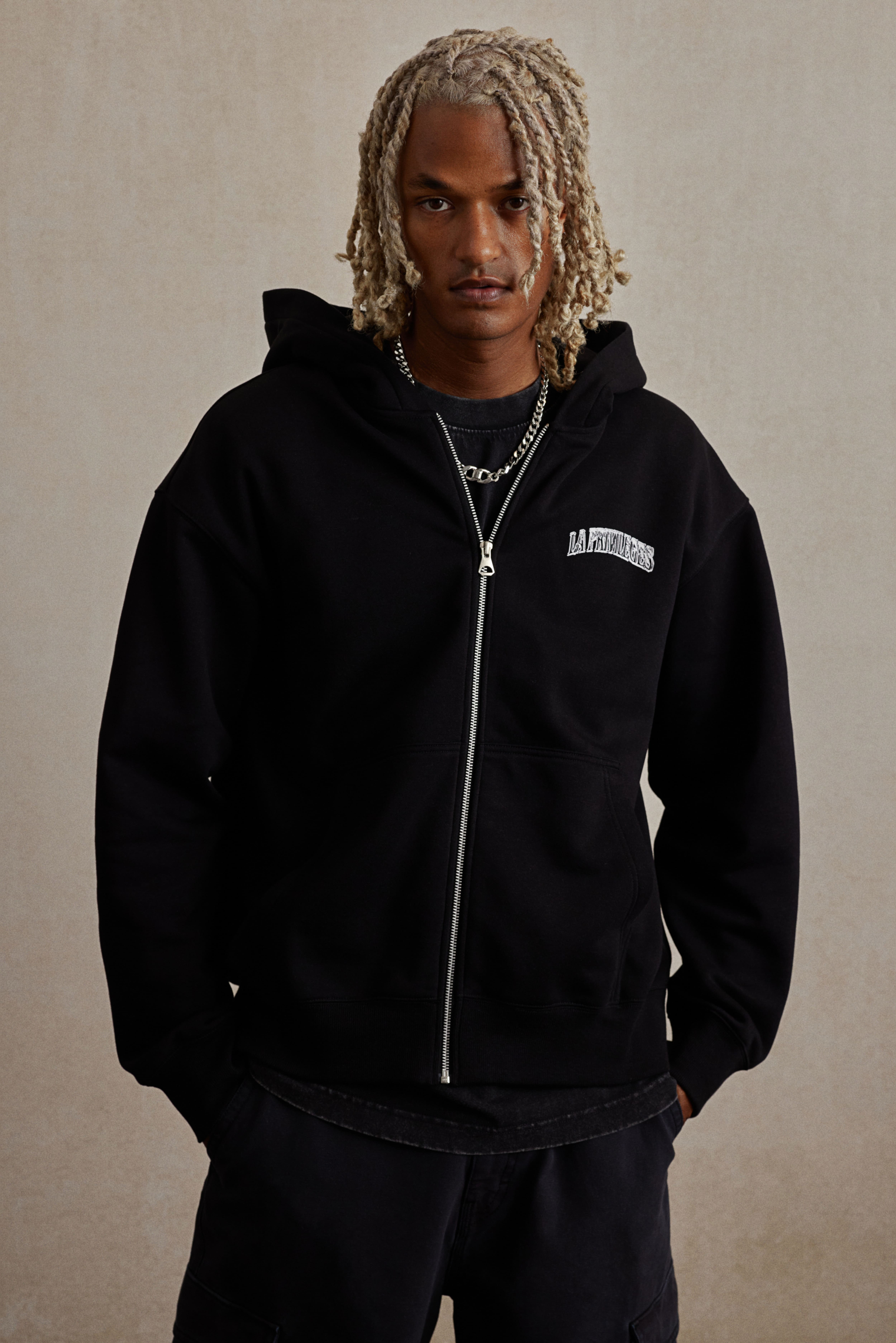 Black hoodie with print hotsell