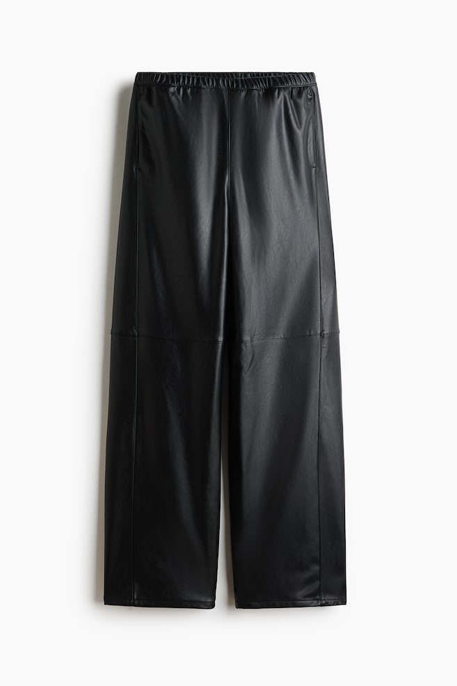 Wide-Leg Coated Pants - Black/Dark brown - 1
