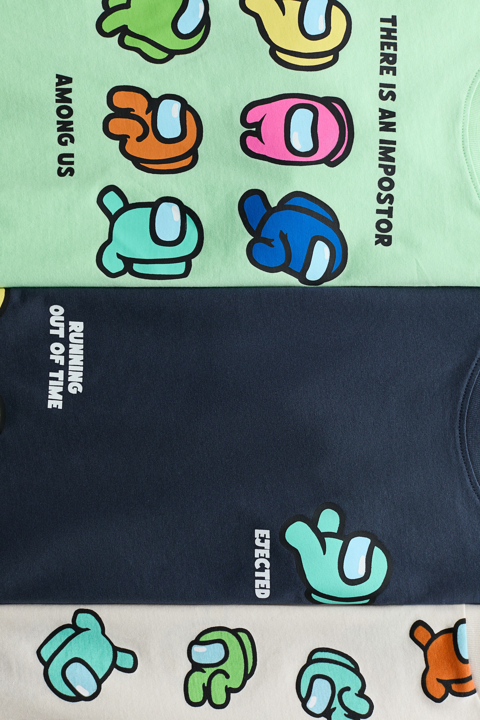3-pack printed T-shirts - Light green/Among Us - 2