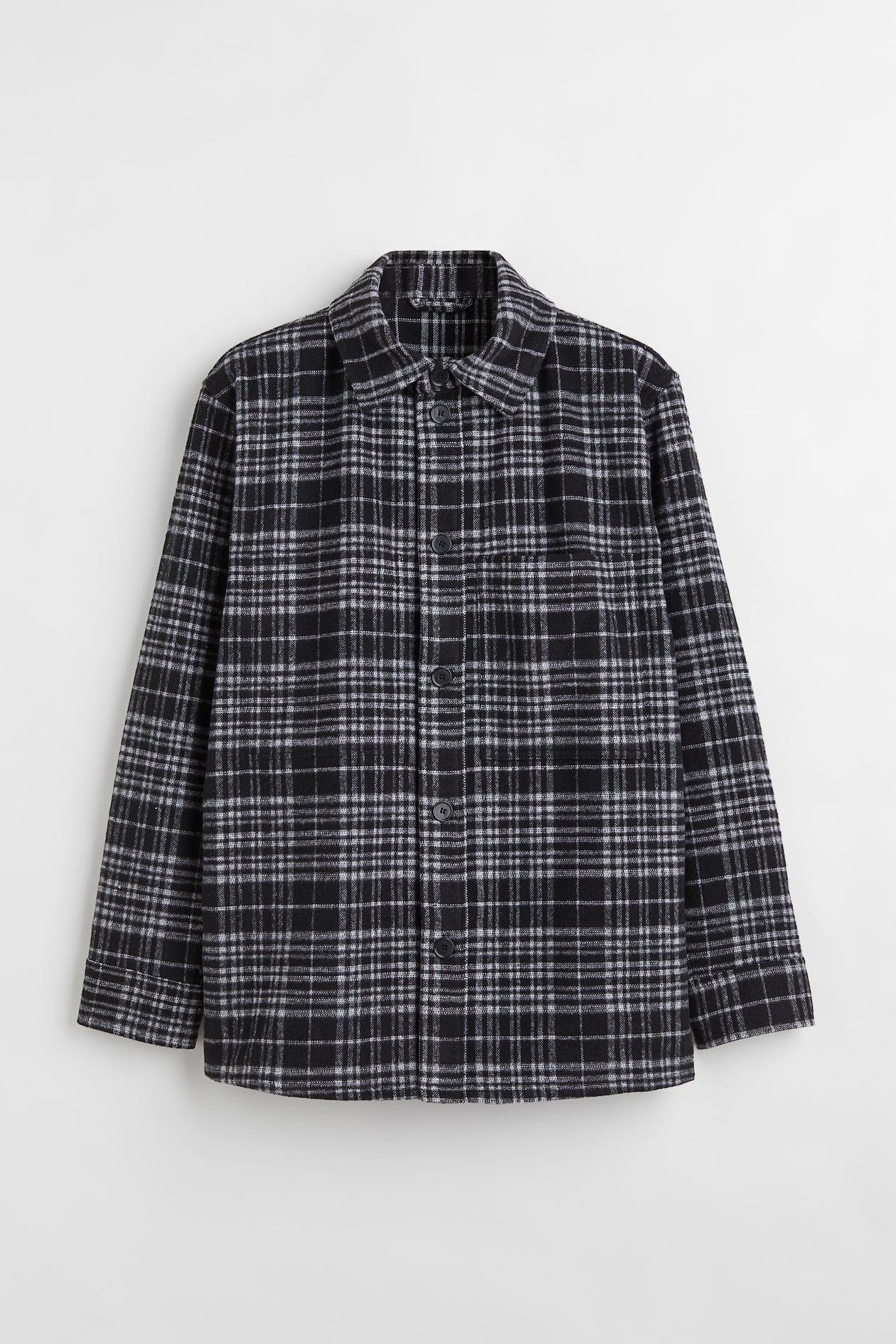 Wool-blend Shacket - Long sleeve - Regular length - Black/checked - Men ...