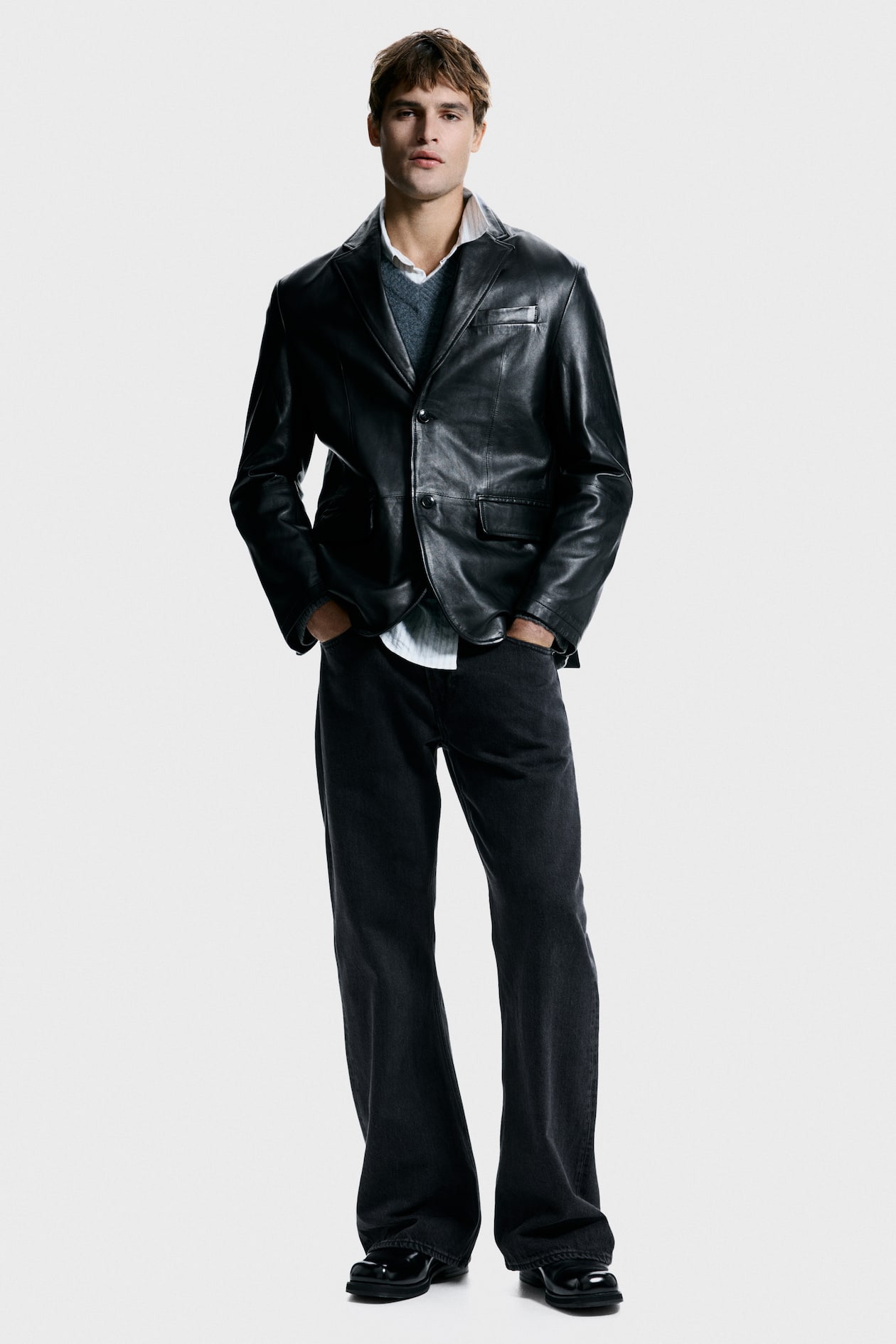 レギュラーフィット レザージャケット - ブラック - Men | H&M JP