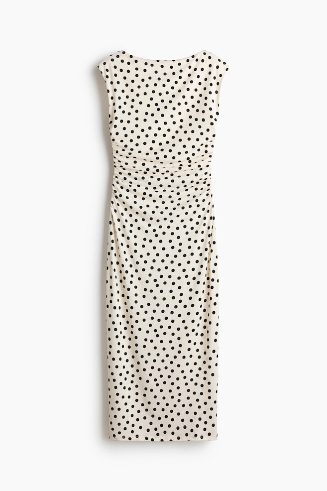 Cap-sleeved Dress - Cream/polka dot/Black/Cream/zebra print/Mustard yellow/Black/dotted/Dark brown - 1