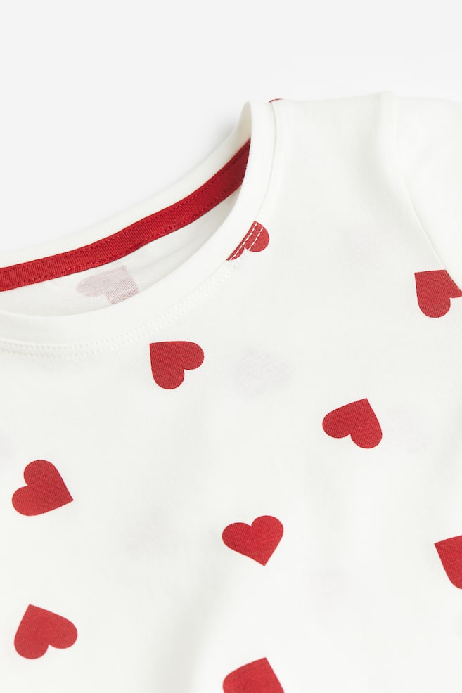 Chemise de nuit imprimée avec manches longues - Blanc/cœurs - 2