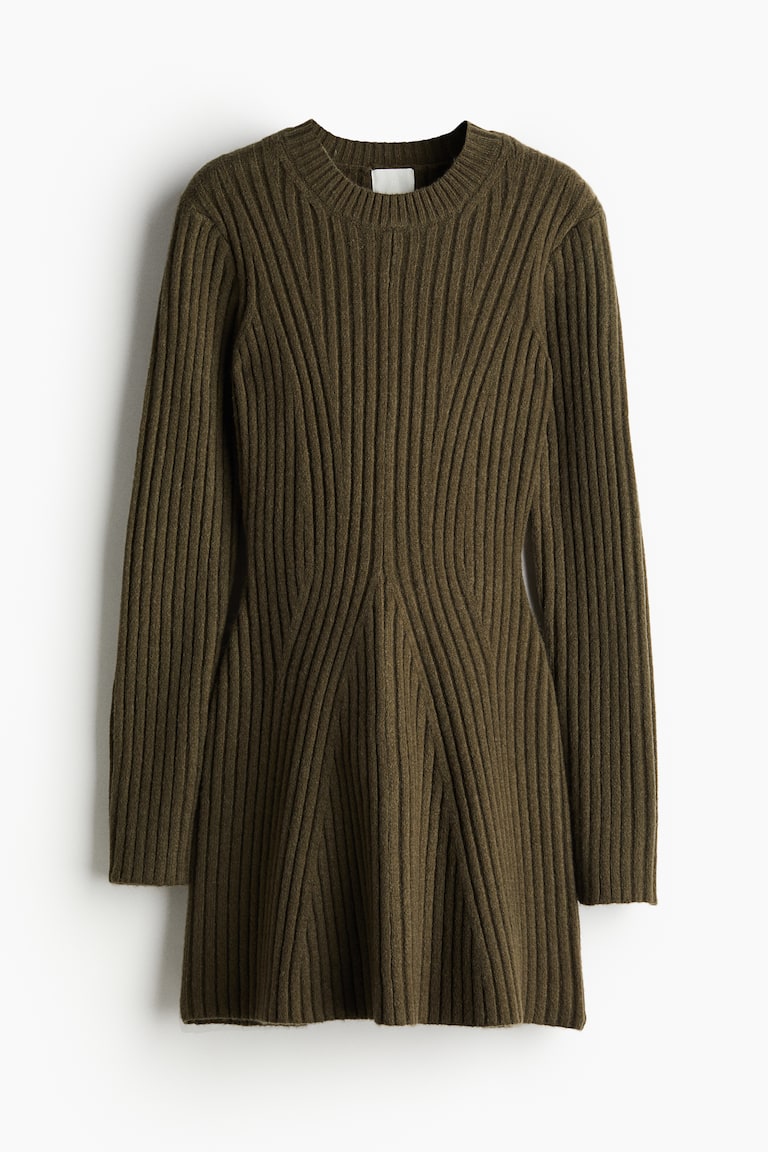 Ladies - Dark Gray Melange Rib-knit Dress - Size: XXL - H&M Ladies - Dark Gray Melange Rib-knit Dress - Size: XXL - H&M