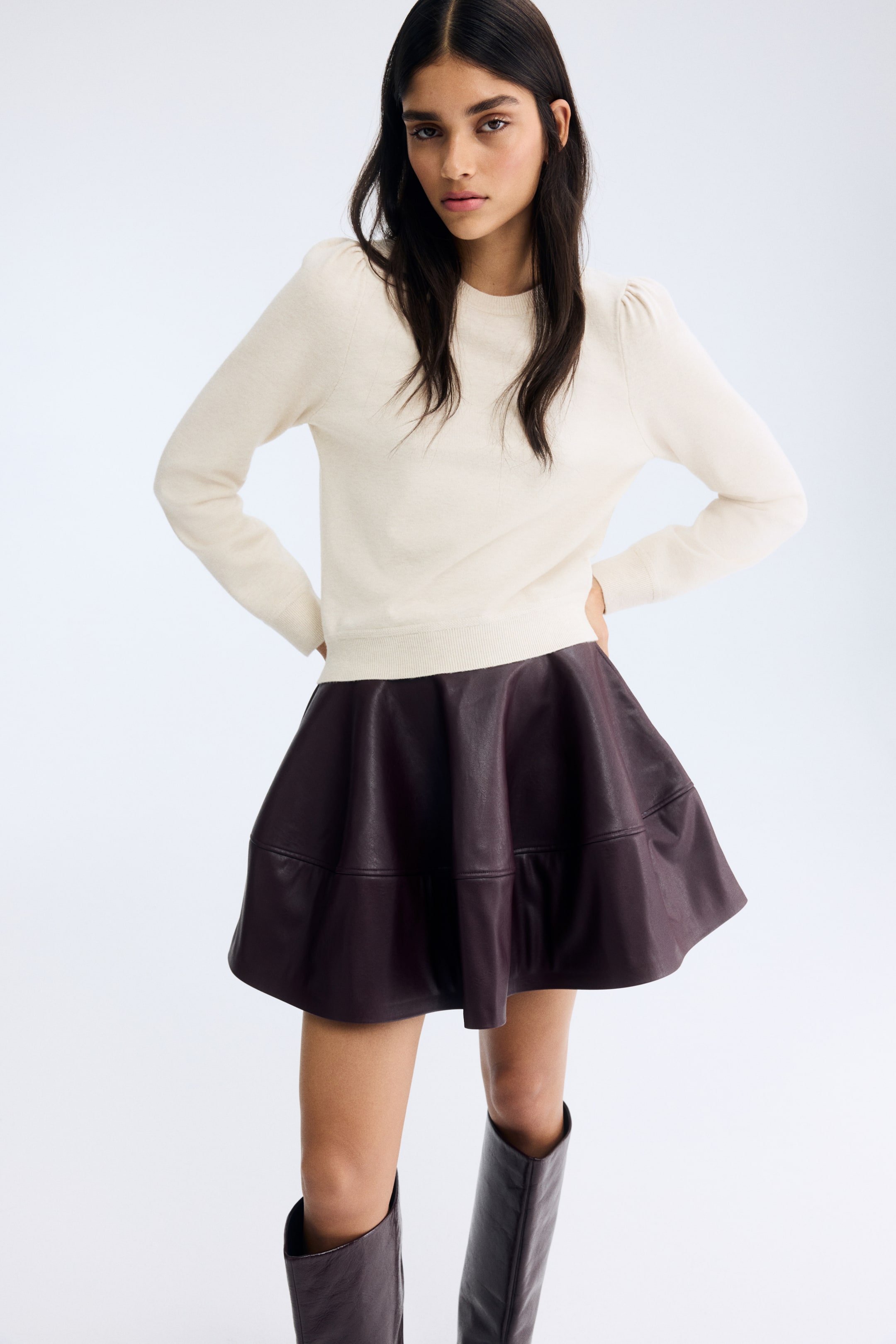 Ampliar la imagen: Suéter con mangas abombadas - Beige claro - Ladies | H&M MX 2