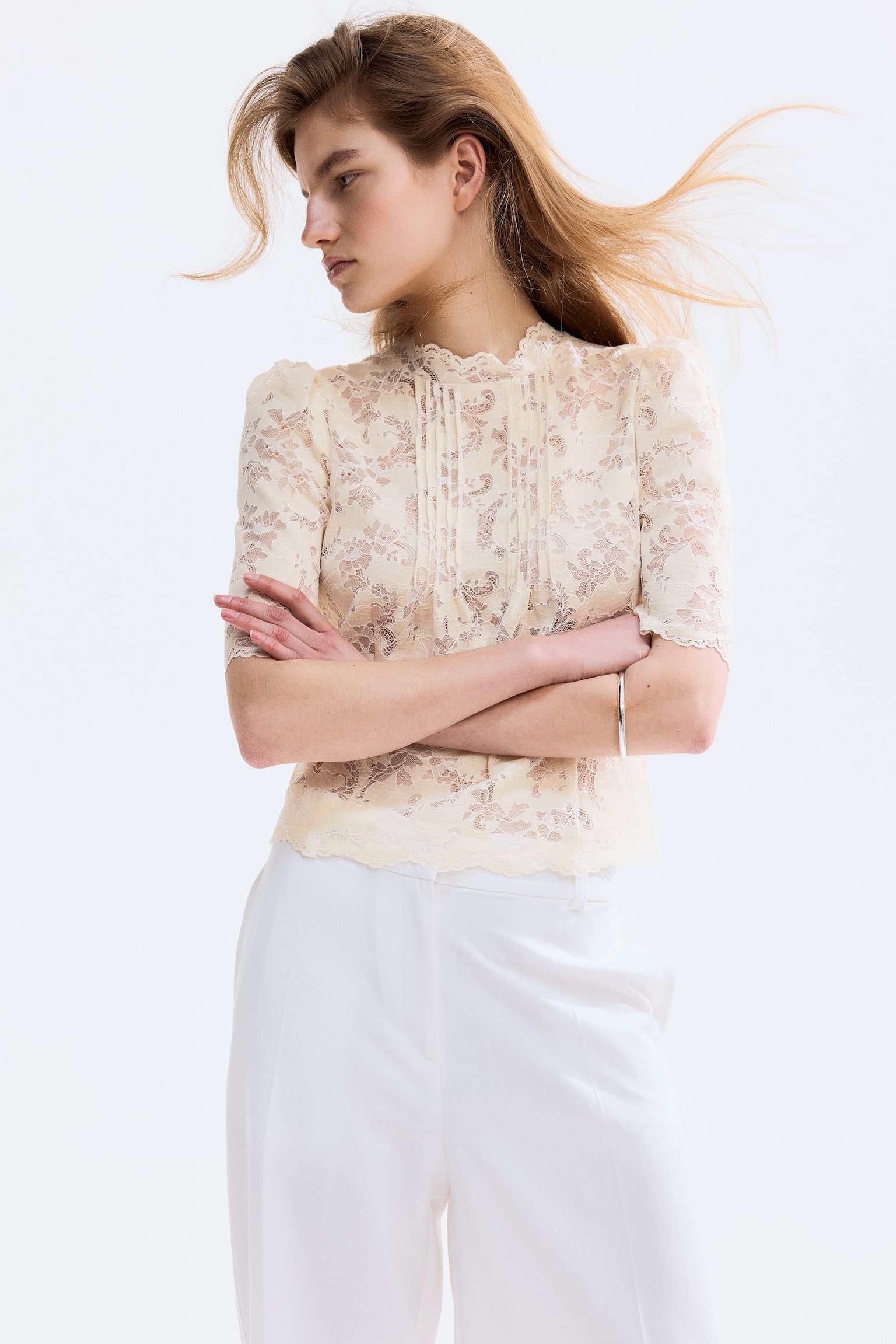 Lace top - Кремовий - 5