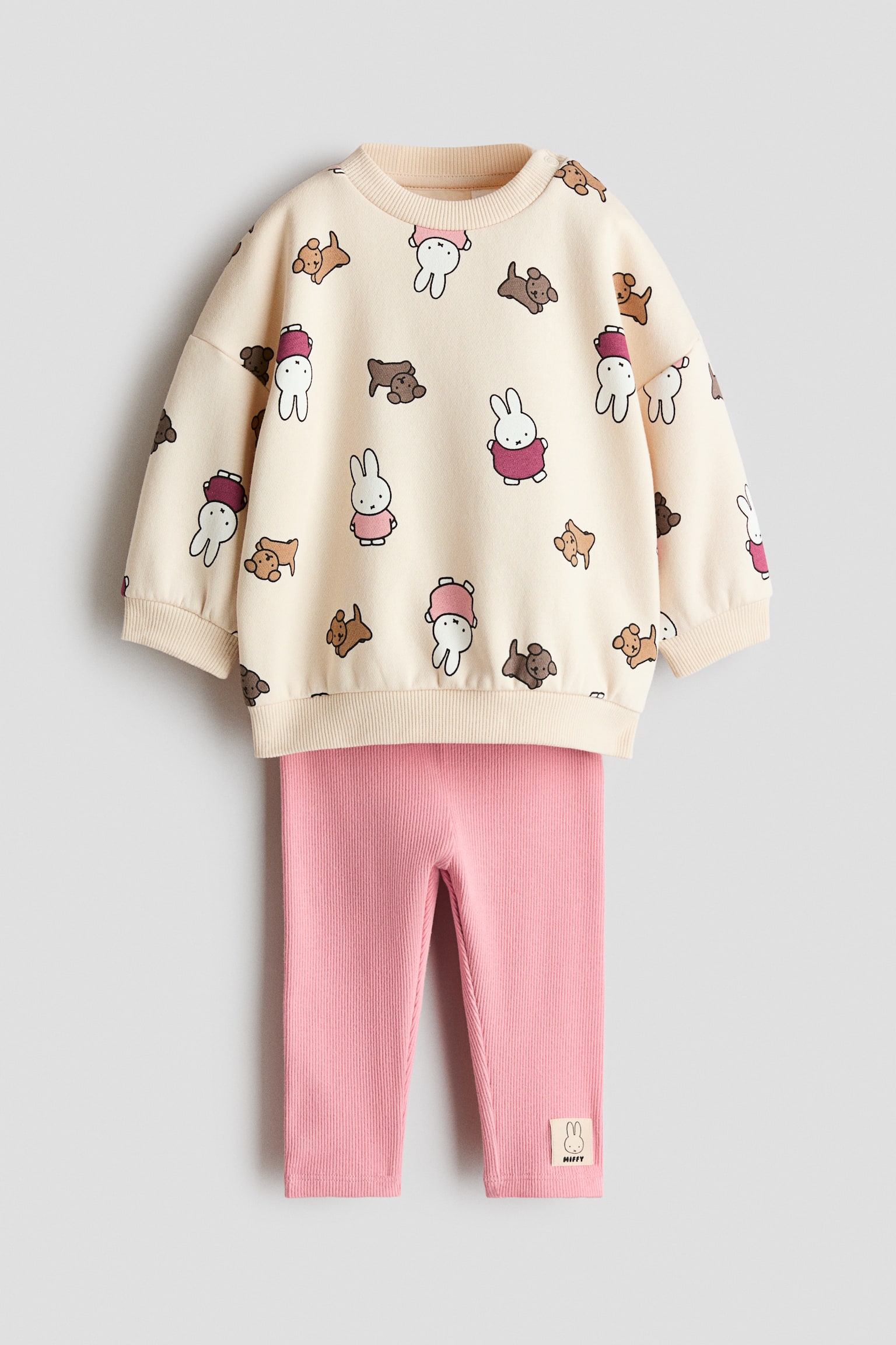 2-piece Print Set - Light beige/Miffy