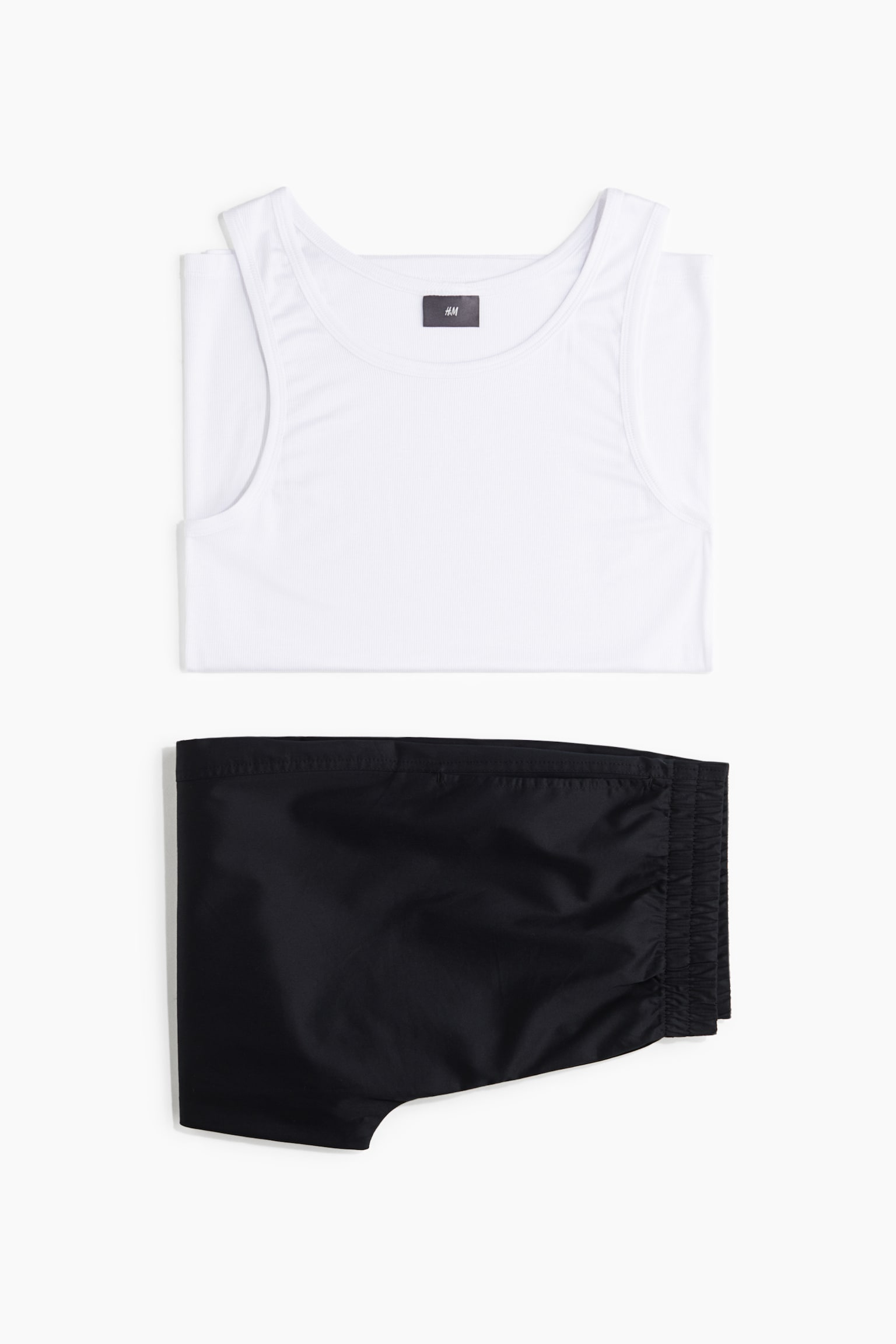 Pyjama vest top and bottoms - Black/White - 2