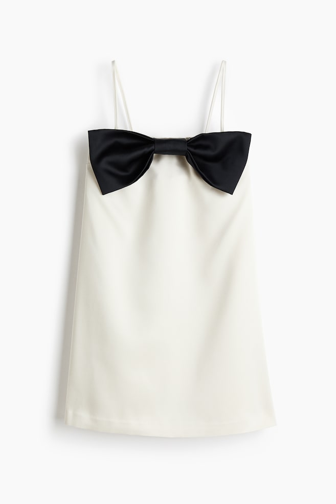 Robe bandeau avec nœud devant - Blanc/Noir - 1