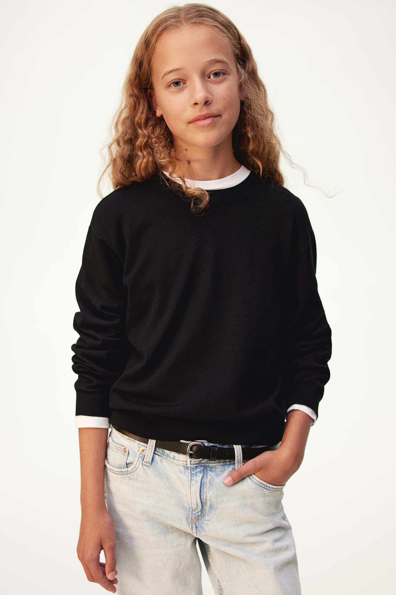 Fine-knit jumper - Black/White - 2