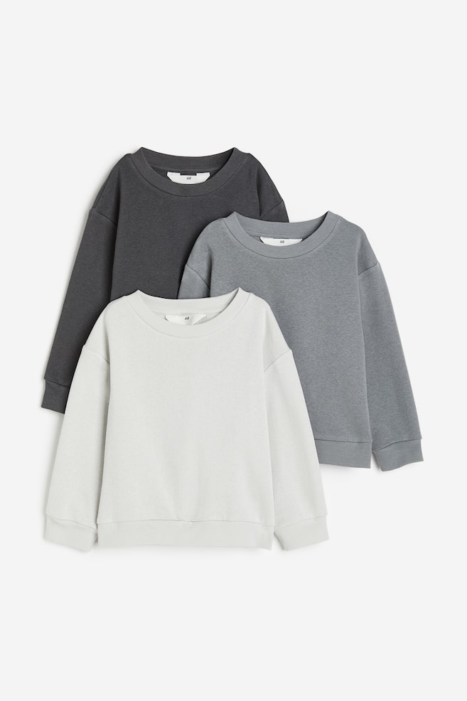 3-pack sweatshirts - Light grey/Grey/Dark grey/Grey marl/Navy blue/Dark green/Red/Light green/Dark grey - 1