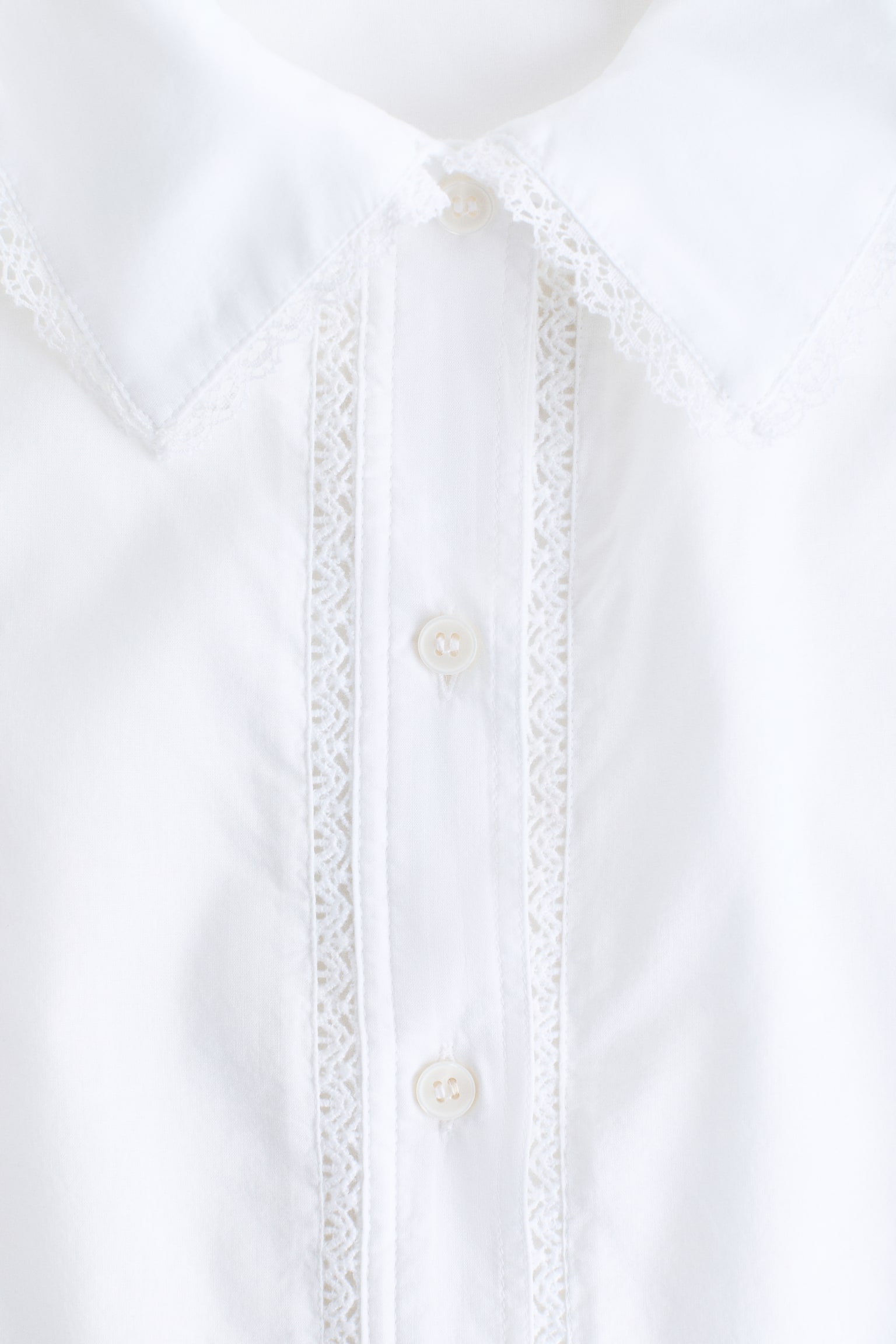Lace-trimmed cotton shirt - White/Light purple - 4