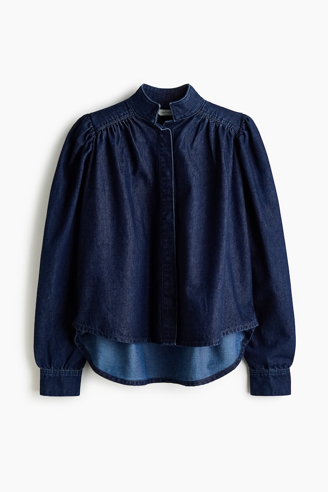 Oversized denim blouse - Dark denim blue - 1