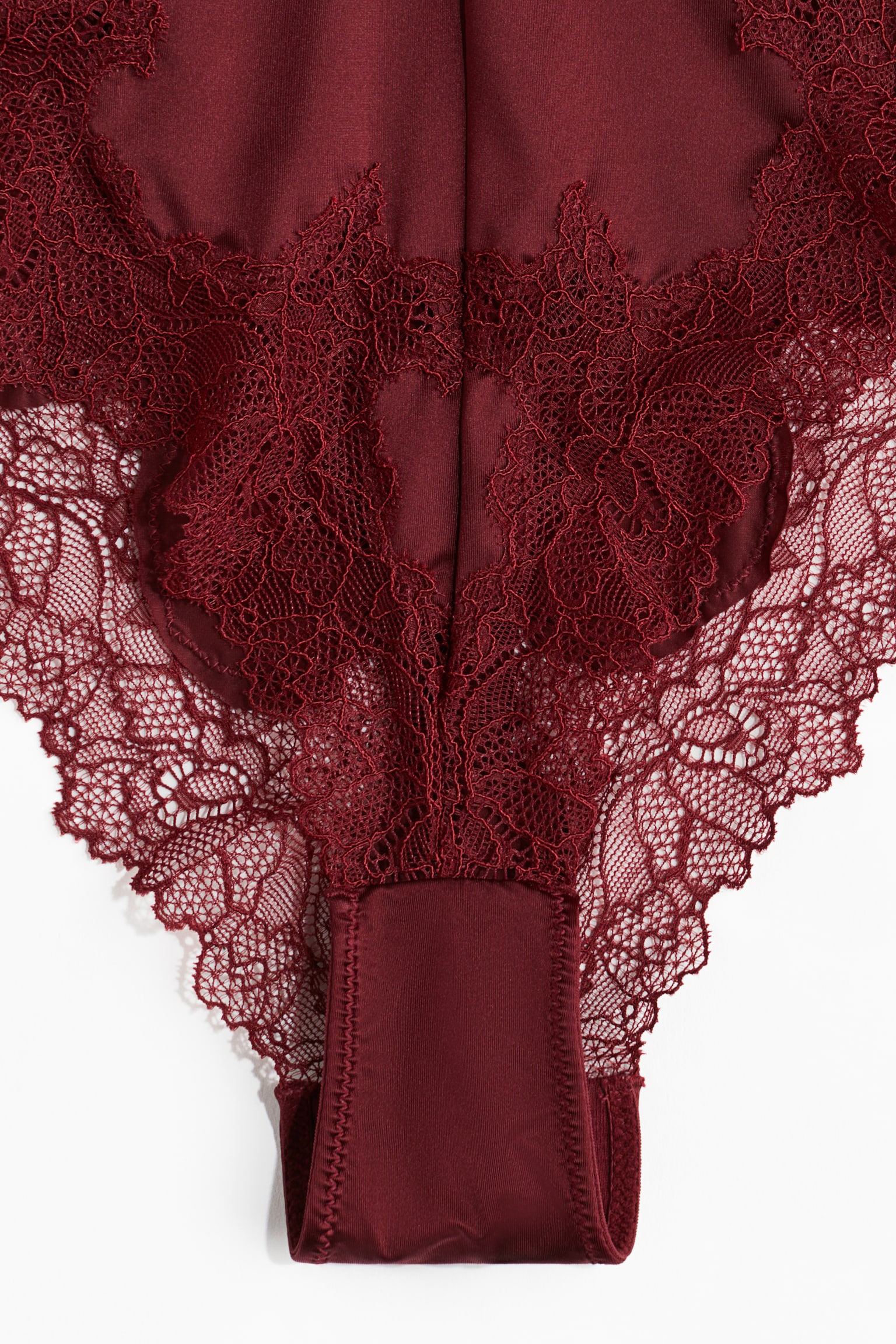 Microfibre and lace body - Dark red/Black - 5