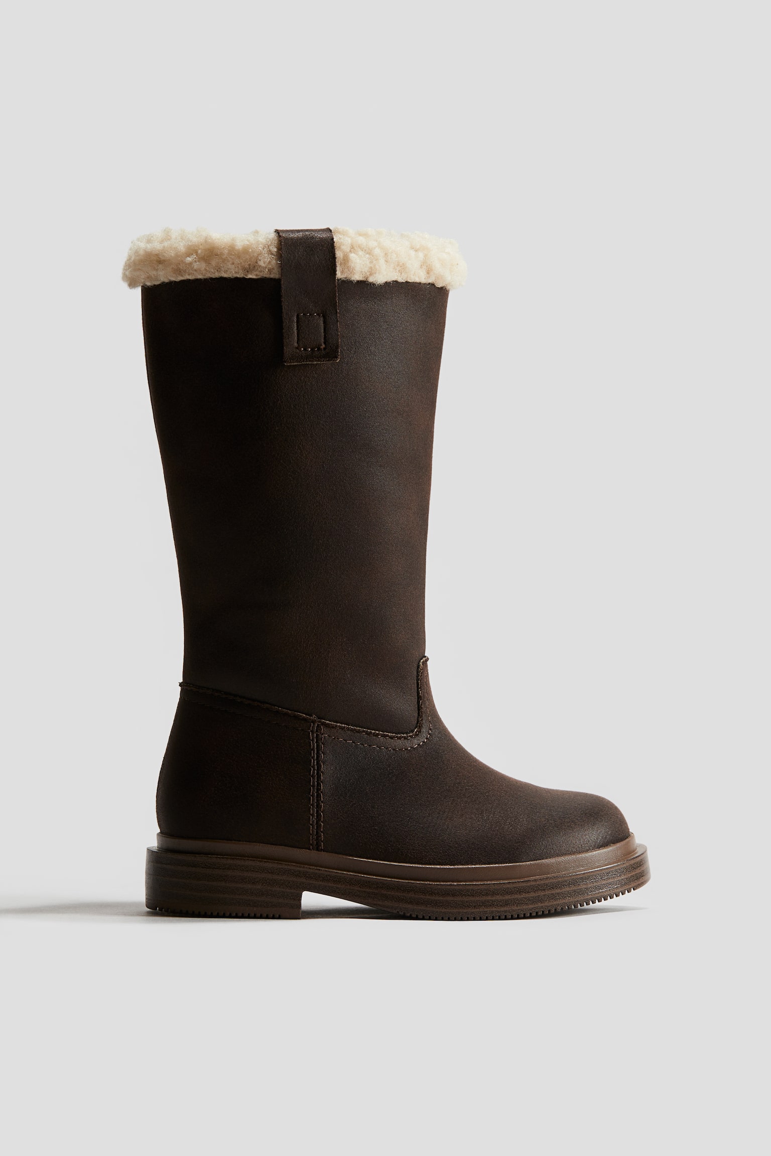 Warm-lined calf-high boots - Dark brown - 1