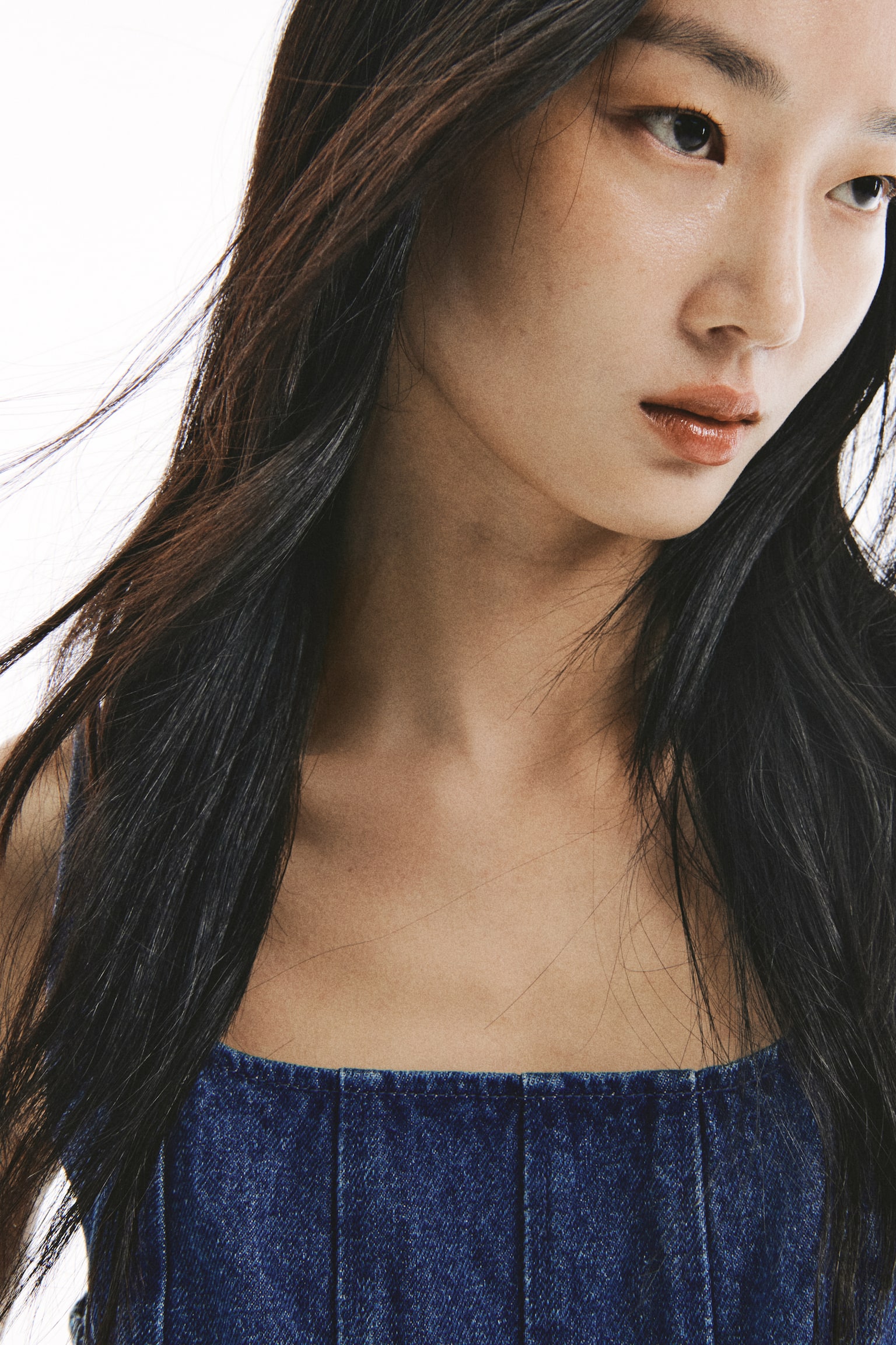 Flared-skirt denim dress - Denim blue/Denim grey - 5