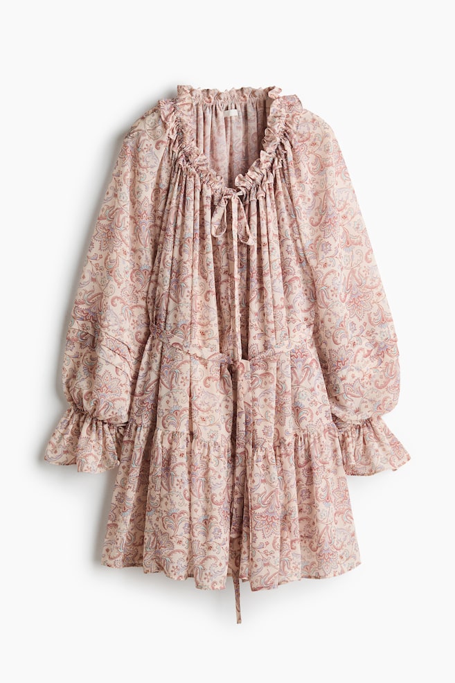Oversized Tunic Dress - Light beige/paisley - 1