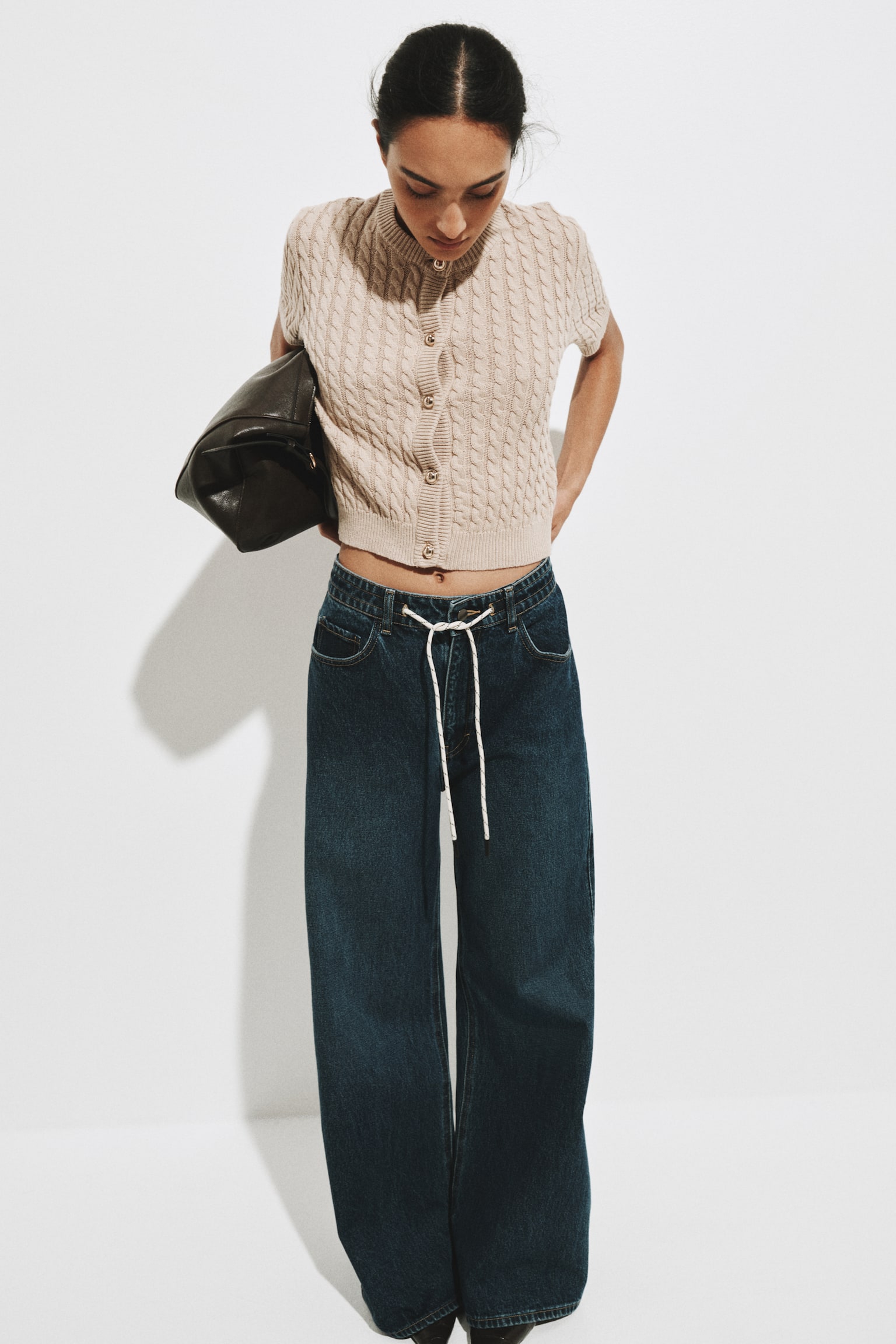 Áo cardigan dệt vặn thừng - Màu be nhạt/Màu kem/Màu xanh dương nhạt - 2