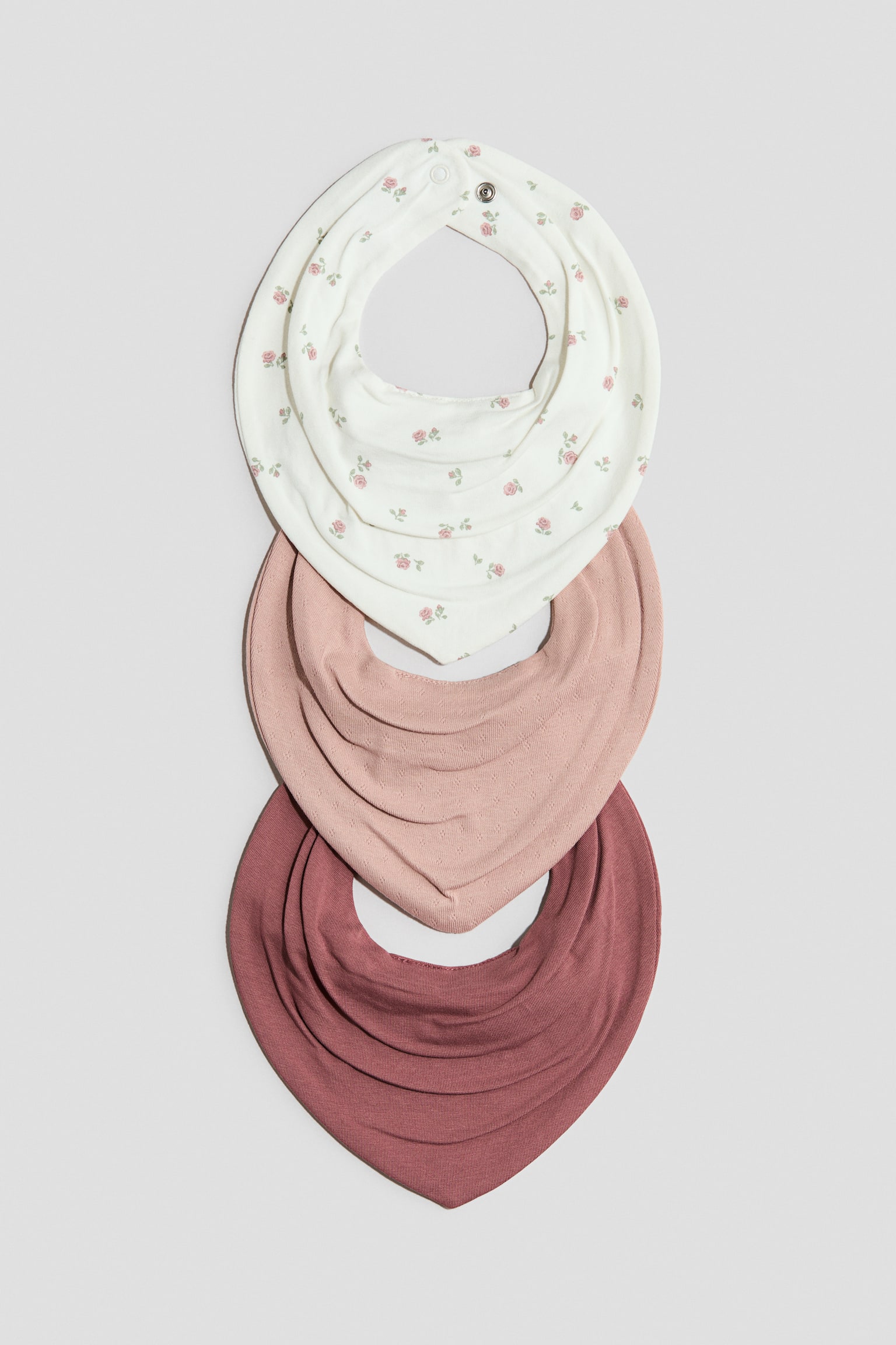3er-Pack Dreieckslätzchen aus Baumwolle - Dusty pink/Floral/Cremefarben/Beige