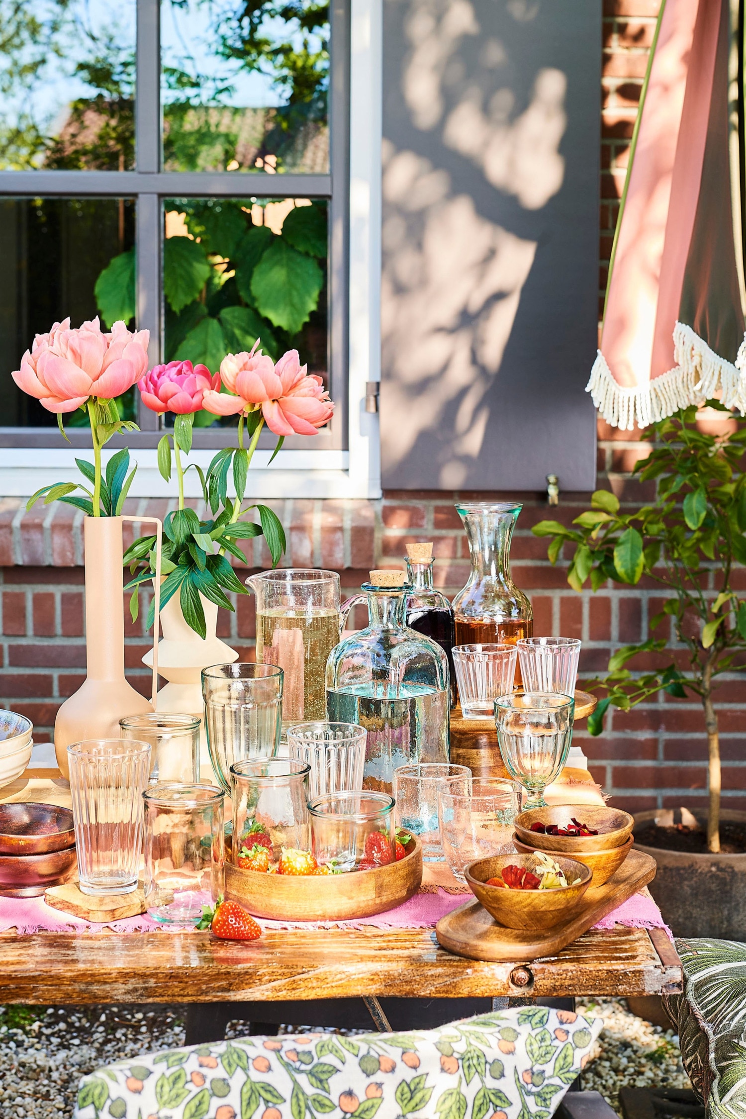 Houten Taartplateau - Lichtbruin/Zwart