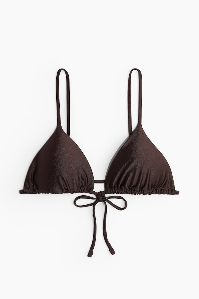Haut de maillot triangle paddé - Marron foncé/brillant - 1