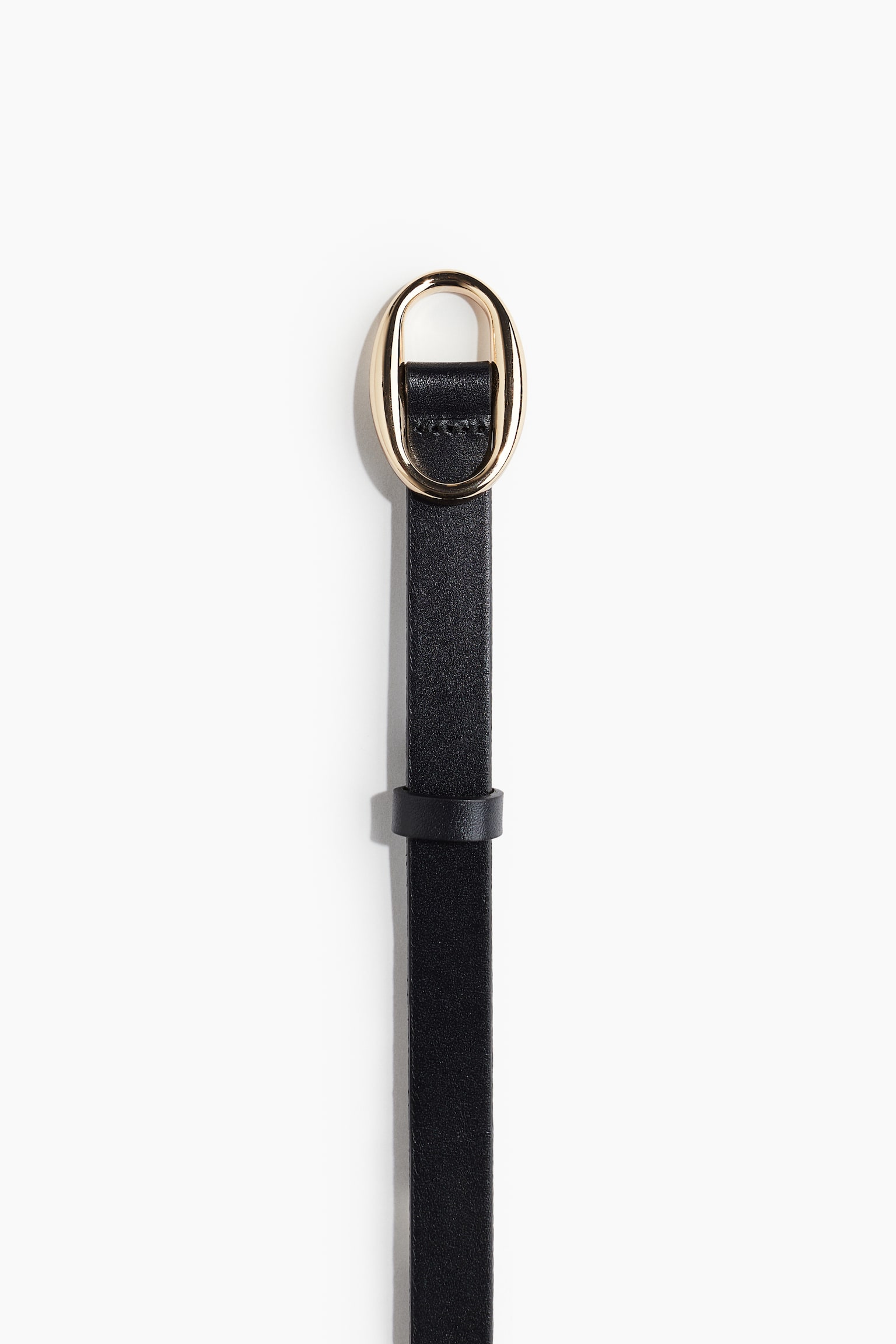 Narrow leather belt - Black/Black - 2