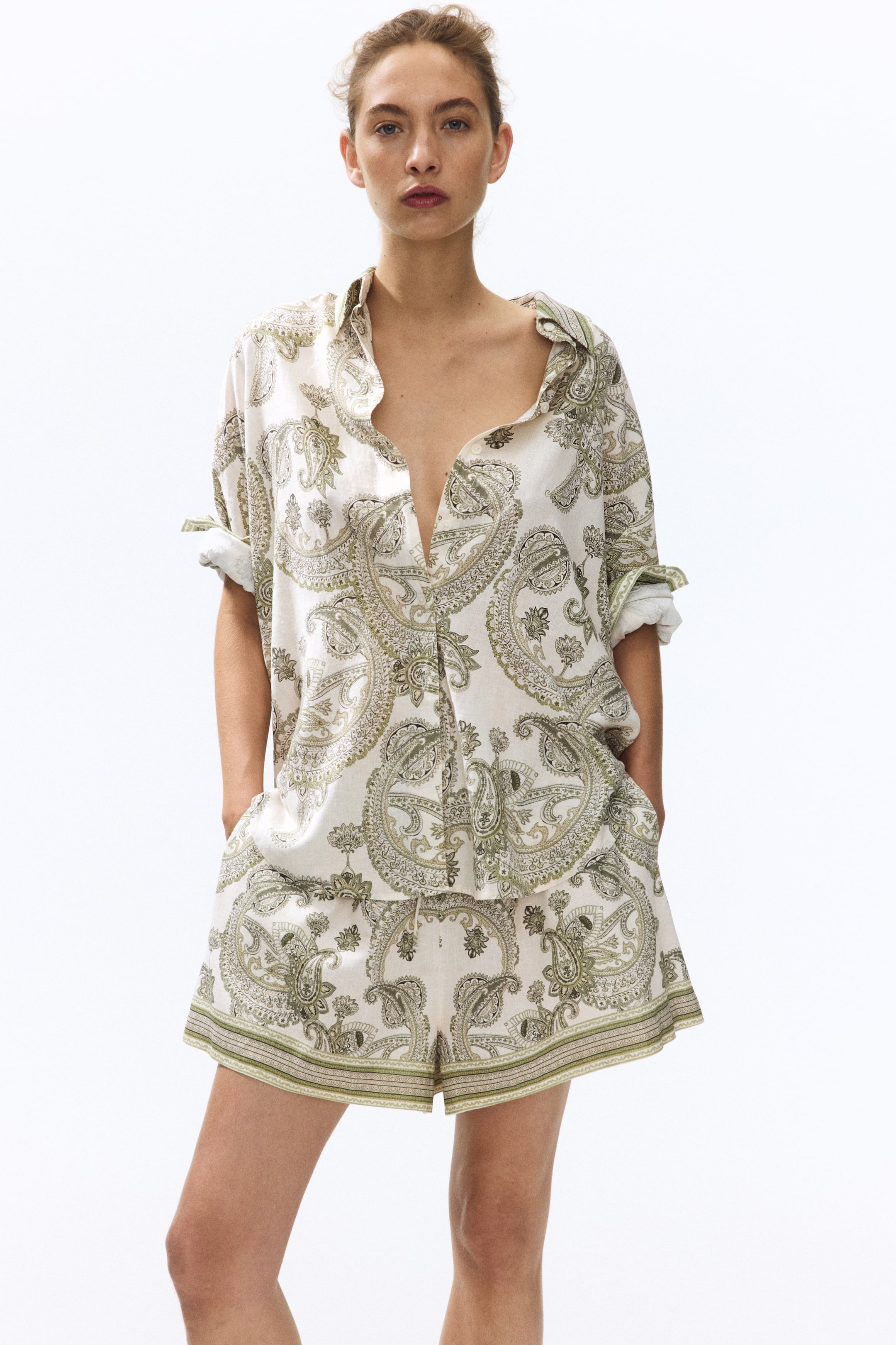 Chemise ample en lin mélangé