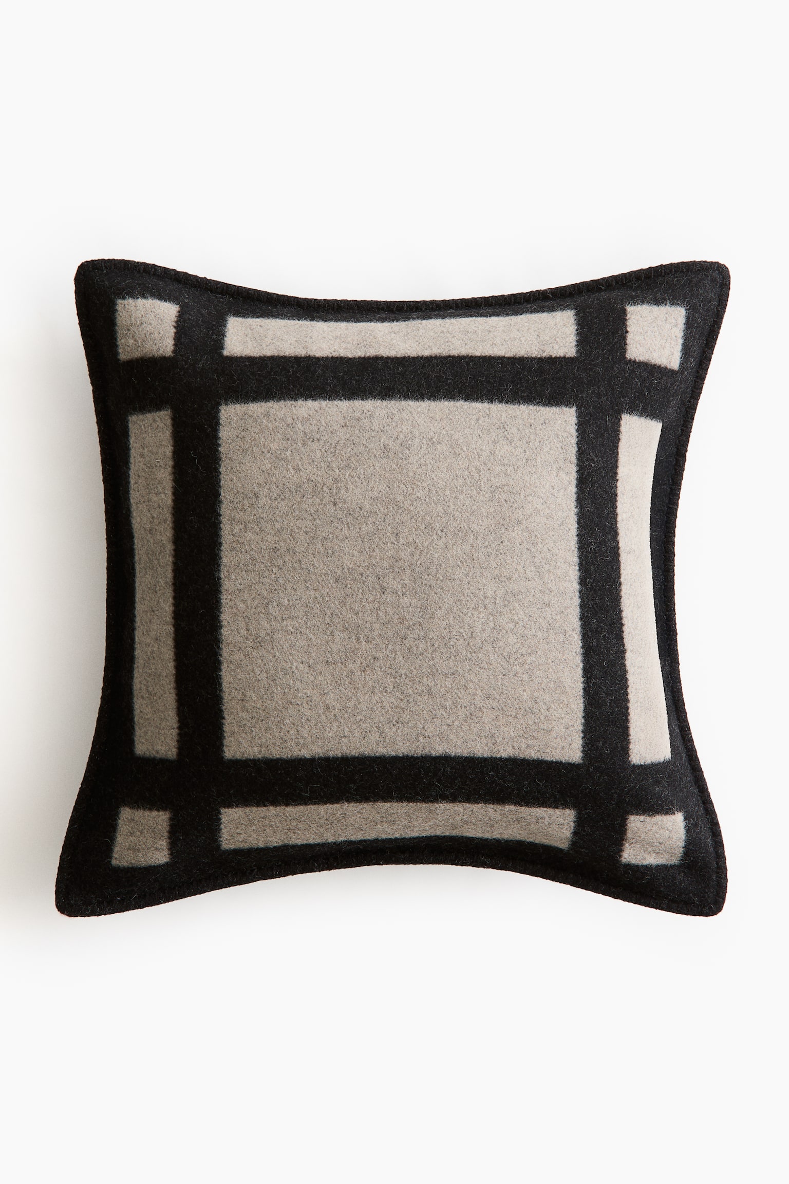Wool-Blend Cushion Cover - Black/beige