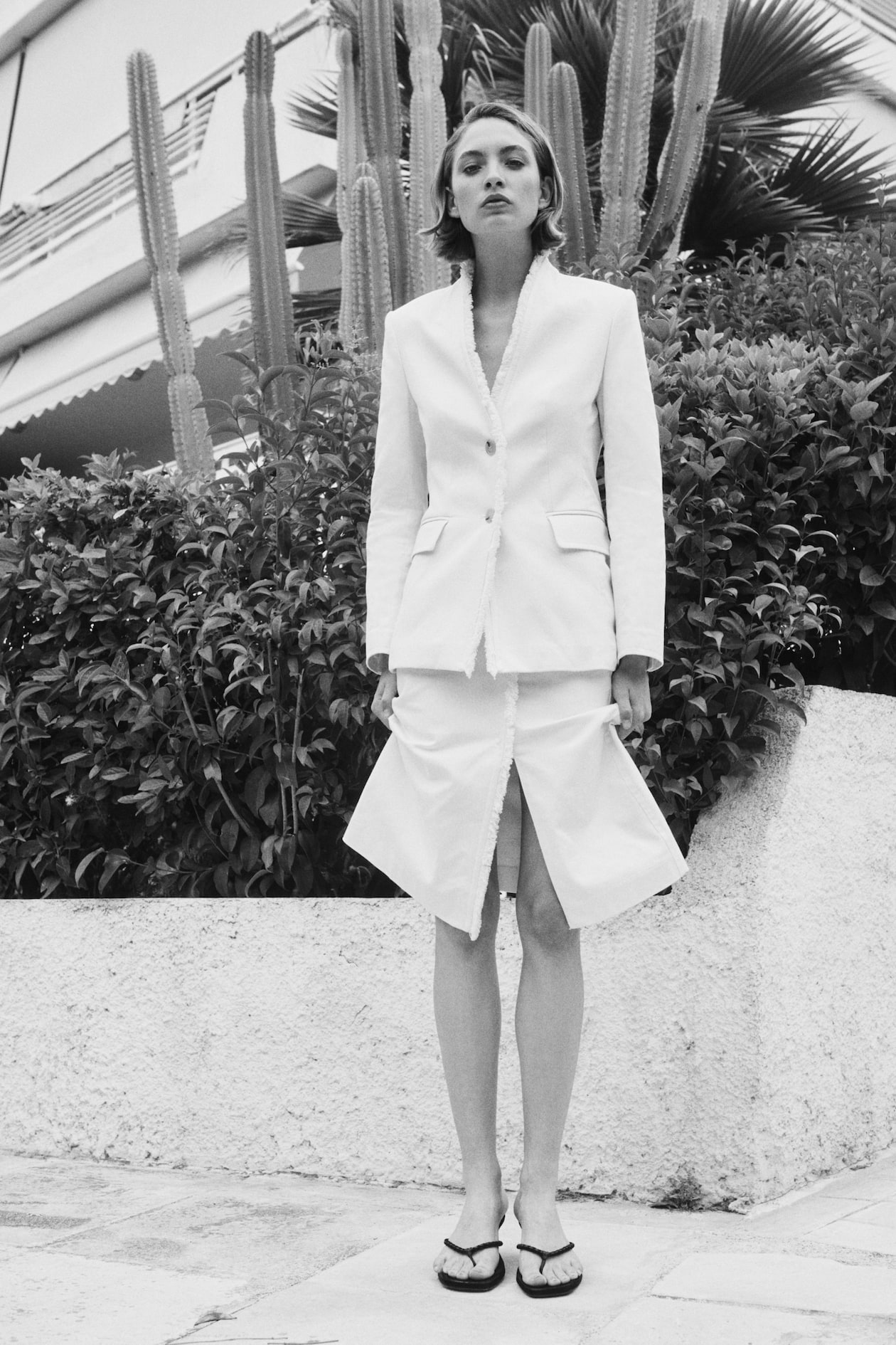 Frayed wrap skirt White Ladies H&M