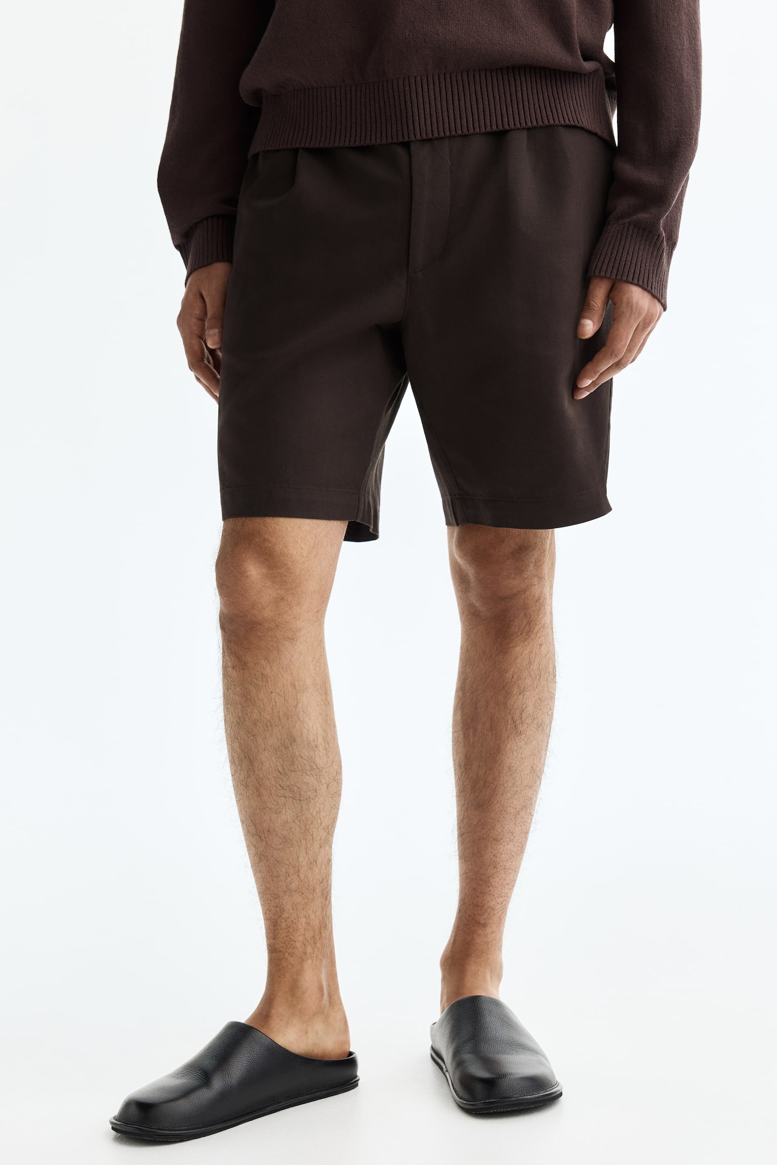 Шорти Relaxed Fit на основі льону - Темно-коричневий/Чорний/Коричневий/Білий - 6