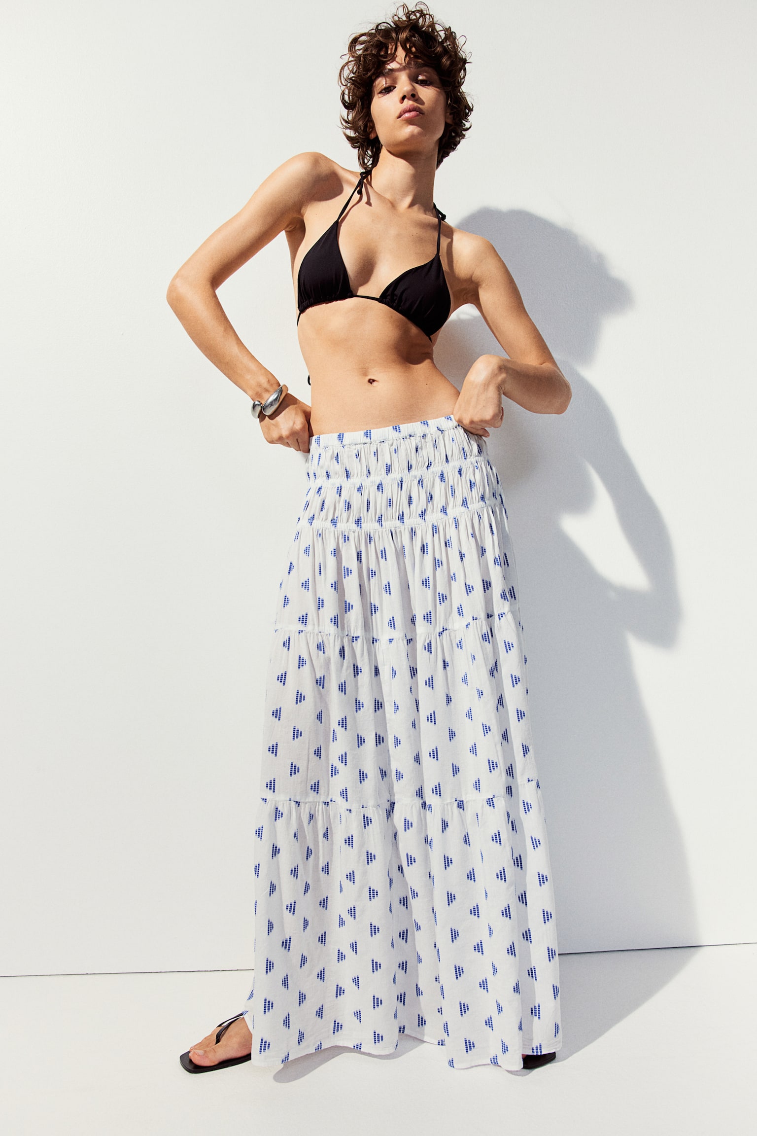 Embroidered Maxi Skirt - White/Black - 6