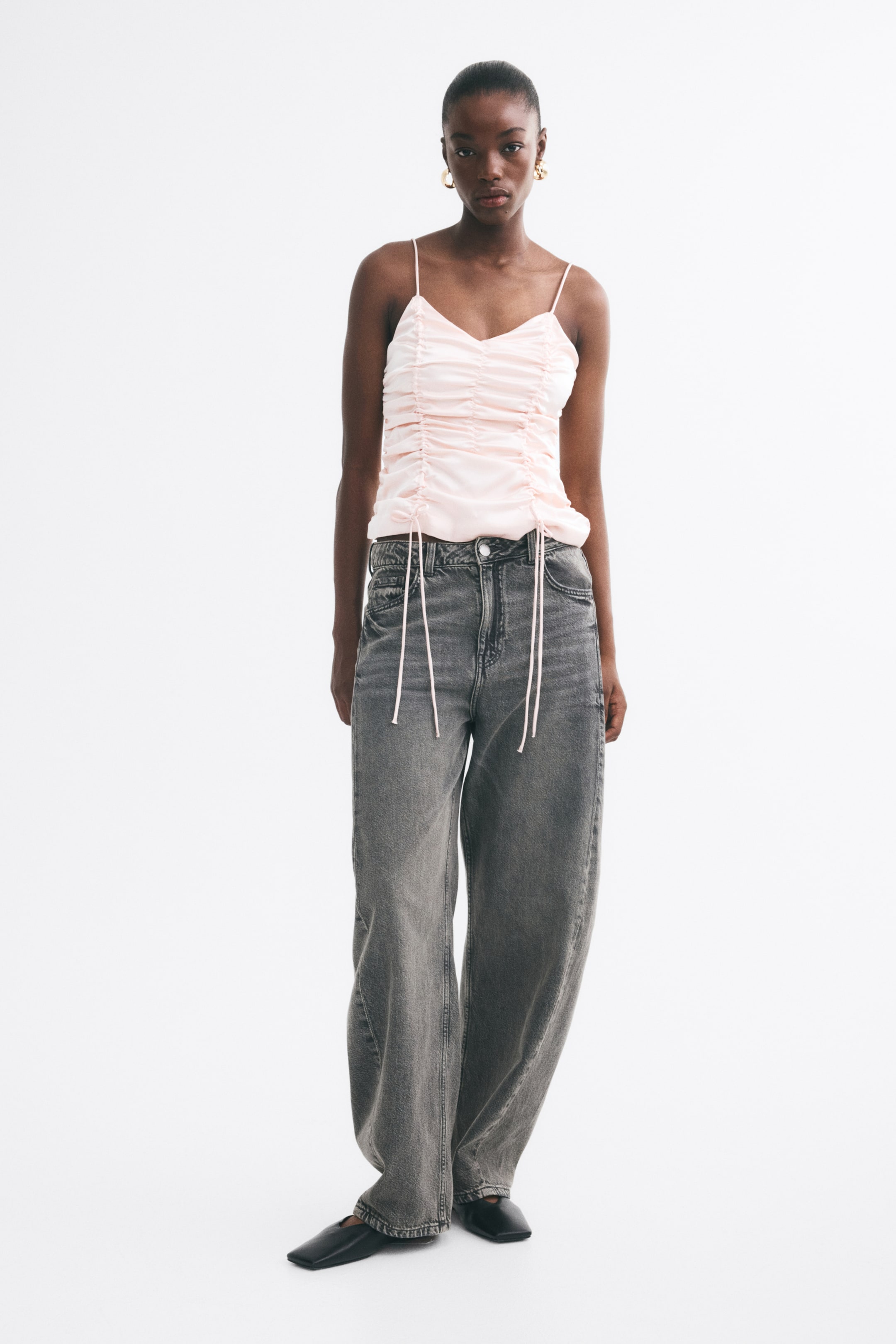 Ruched Satin Top