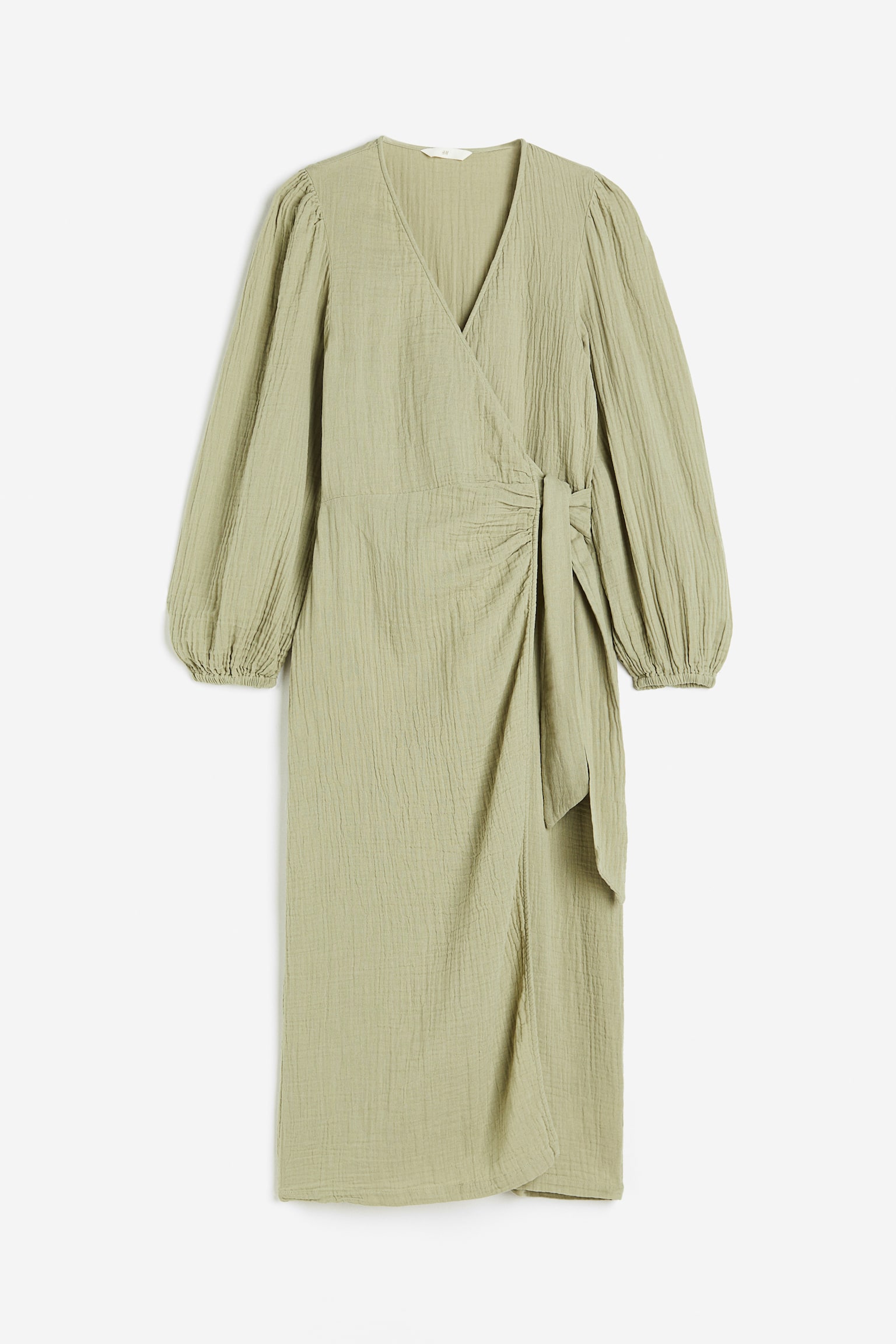 Muslin Wrap Dress - Light khaki green/Black - 1