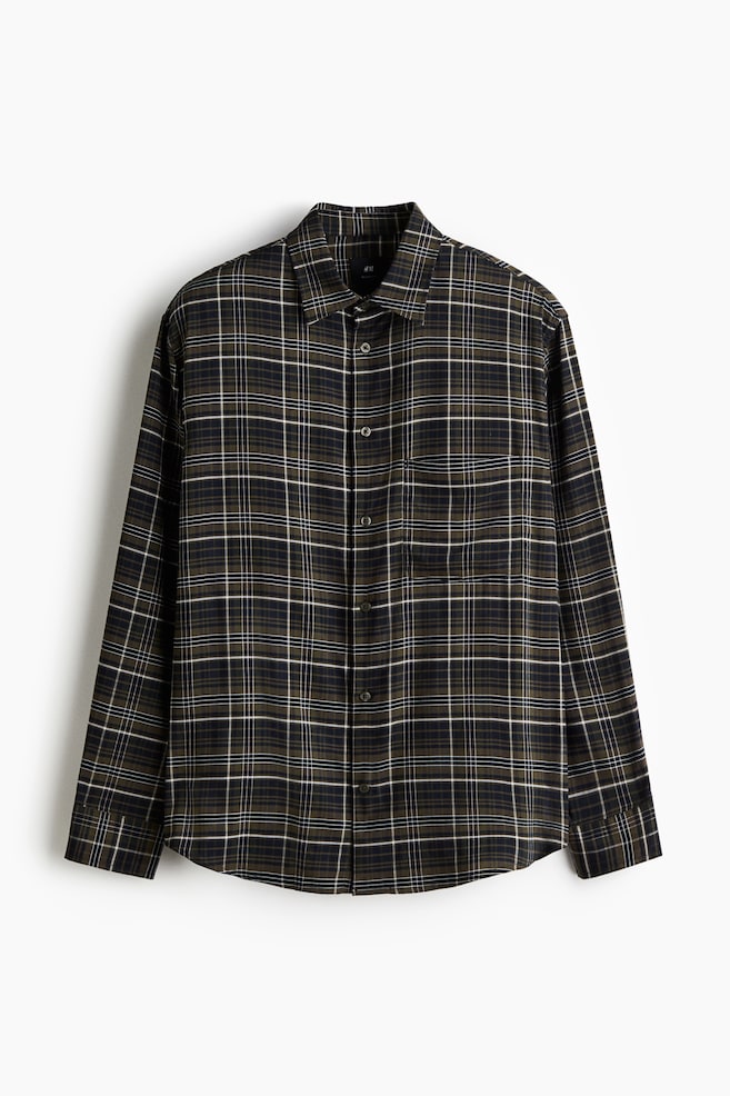 Relaxed-Fit Shirt - Khaki green/plaid - 1