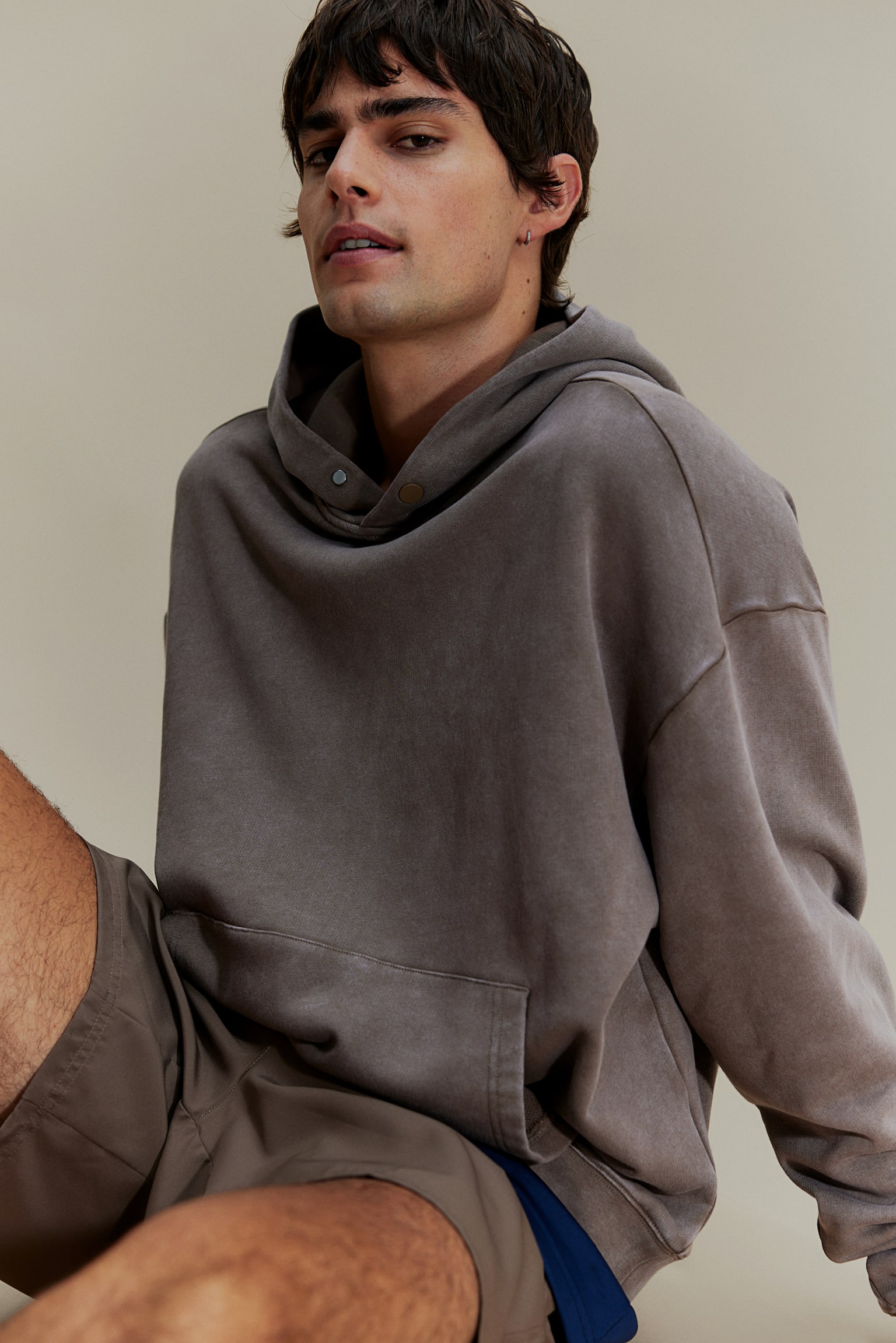 Loose-Fit Sports Hoodie - Dark beige/Taupe - 3