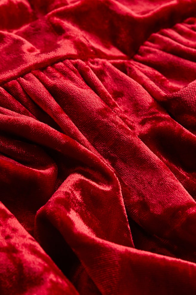 Kjole i velour med krave - Mørkerød/Lys rosa - 3