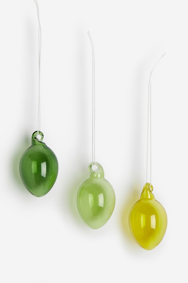3-pack glass decorations - Green/Orange/Pink/Yellow - 1