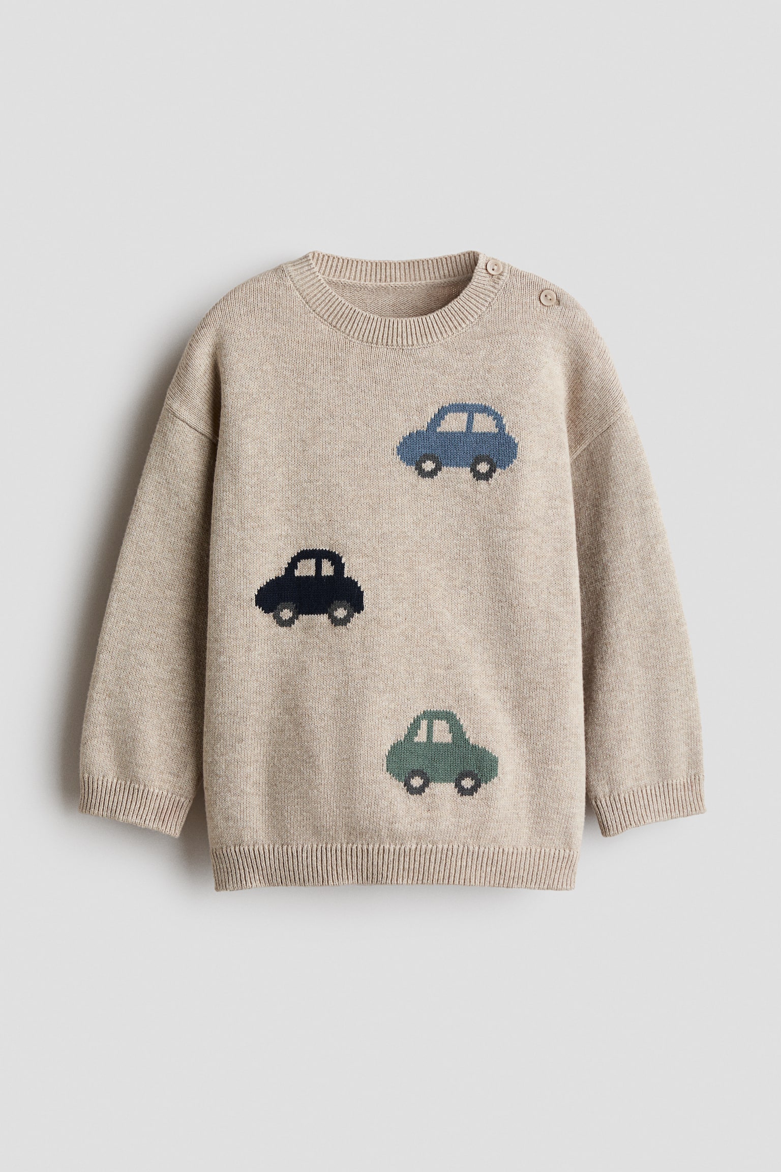 Jacquard-knit cotton jumper - Light beige/Cars/Grey marl/Dogs/Light beige/Blue striped/Light beige/Dinosaur/Light beige/Patterned/Cream/Colour block/Beige/Brown striped
