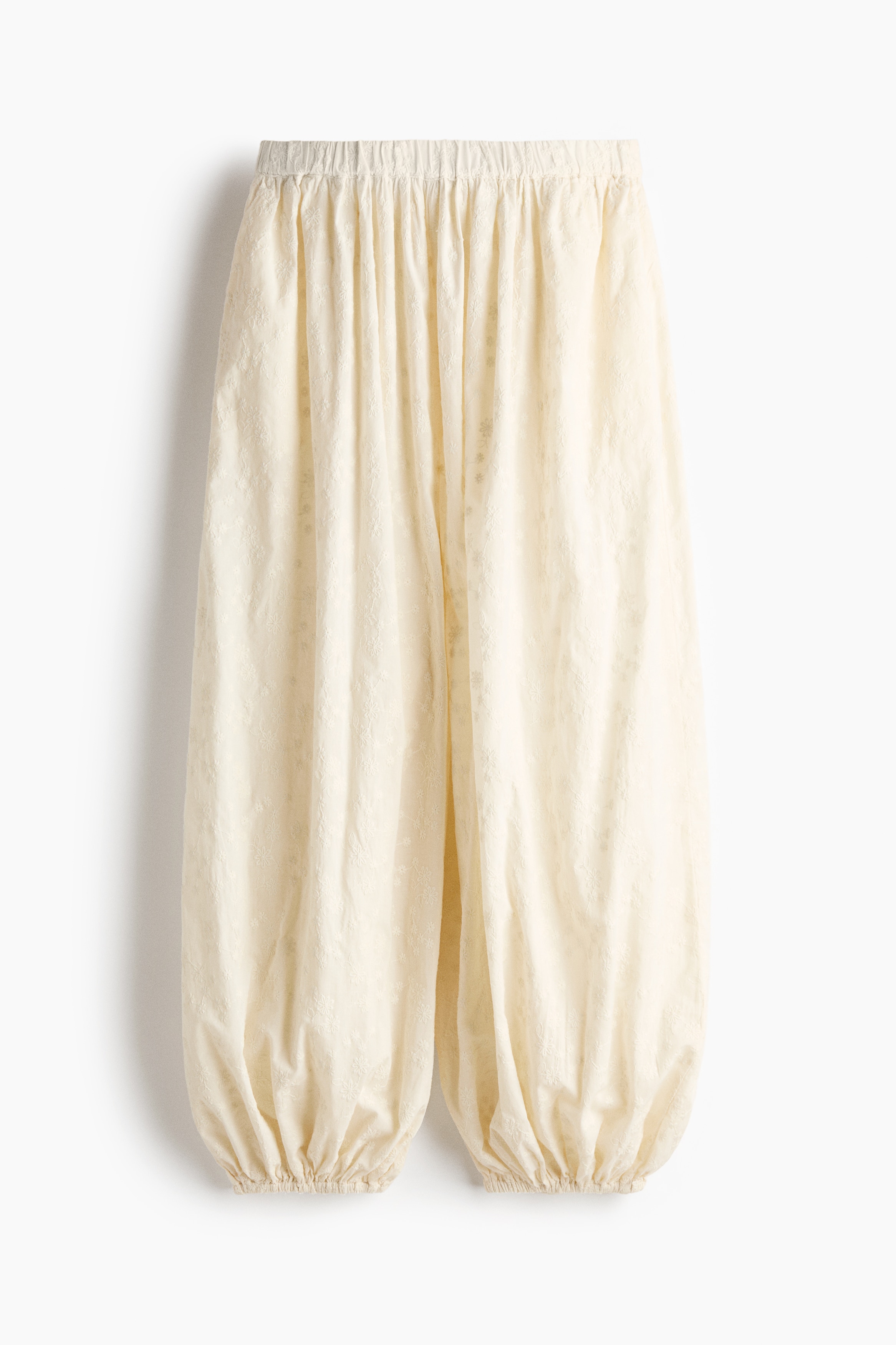Embroidered balloon trousers - Cream