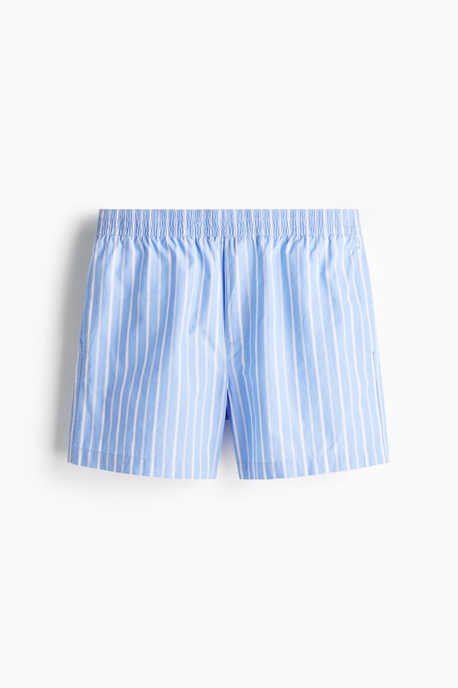 Regular-Fit Cotton Shorts - Light blue/striped/Red/striped - 1