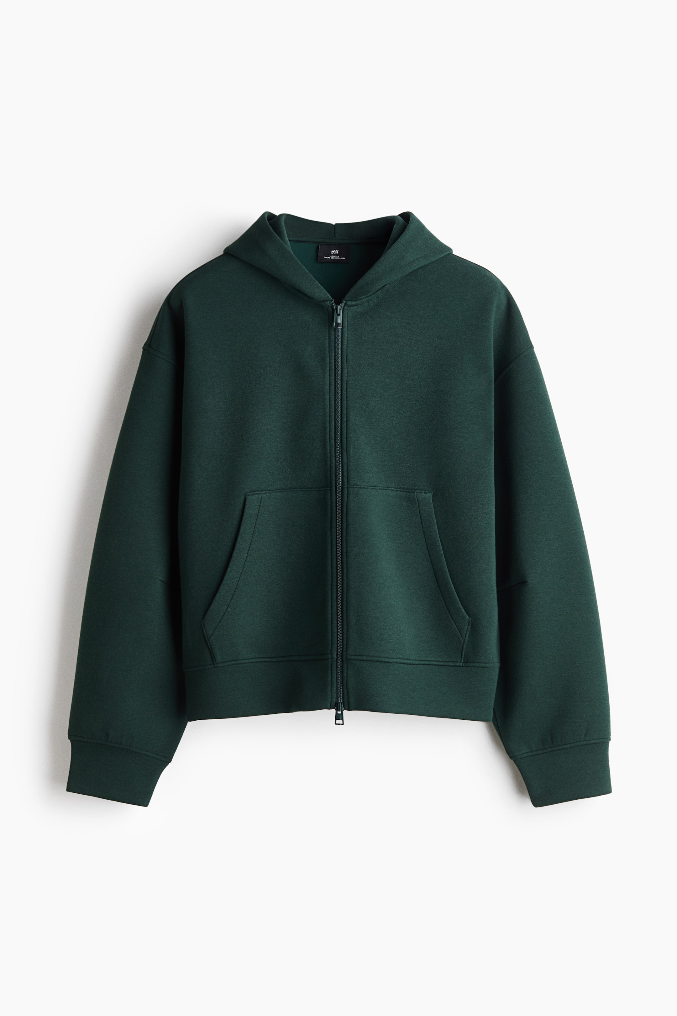 View larger image: Relaxed Fit Scuba zip-through hoodie - Dark green - Men | H&M 1