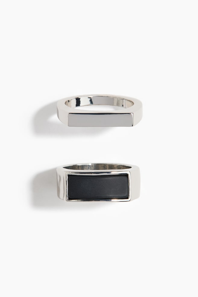 2-pack rings - Black/Silver-coloured - 1