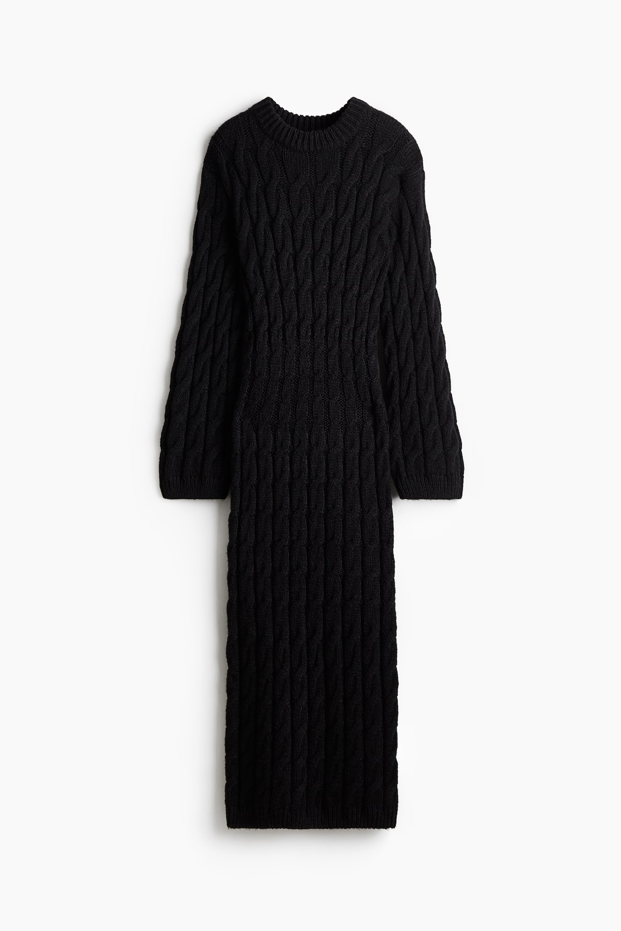 Cable Knit H And M Jumper Dresses Women's Black Cable-knit Midi Dress H&M CA