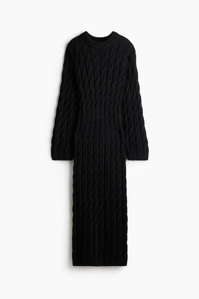 Cable-knit midi dress - Black - 1