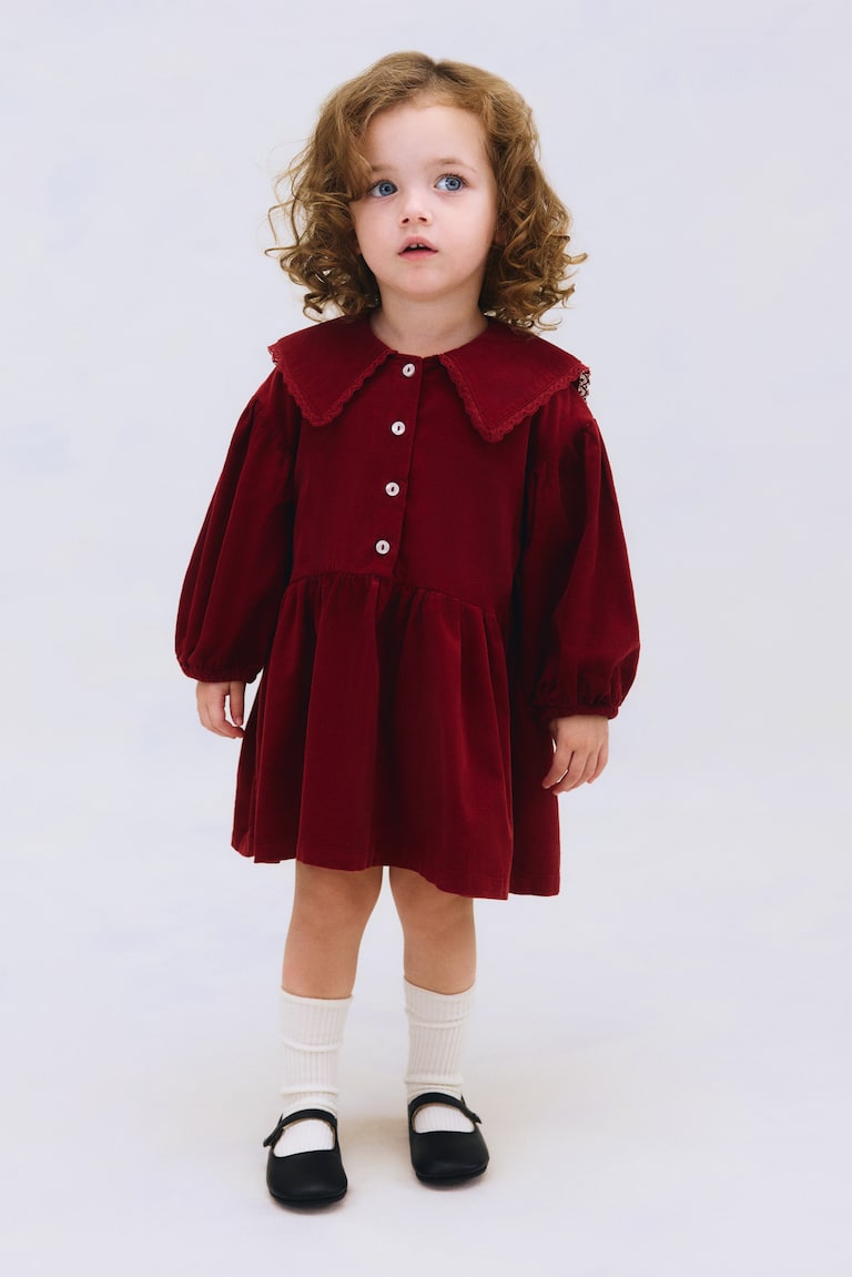 Jurk van katoenen corduroy Rood KINDEREN H&M NL