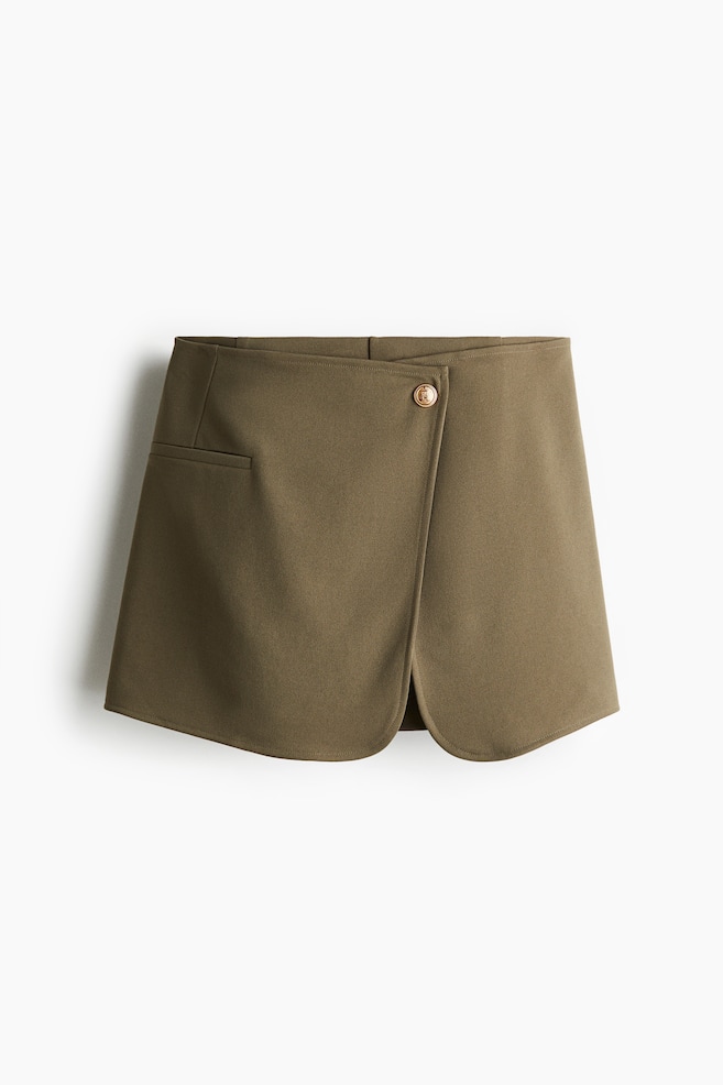Skort aus Interlock-Jersey - Dunkles Khakigrün/Cremefarben - 1