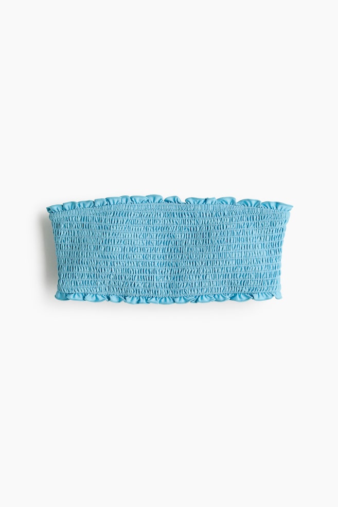 Smocked bandeau bikini top - Turquoise - 1